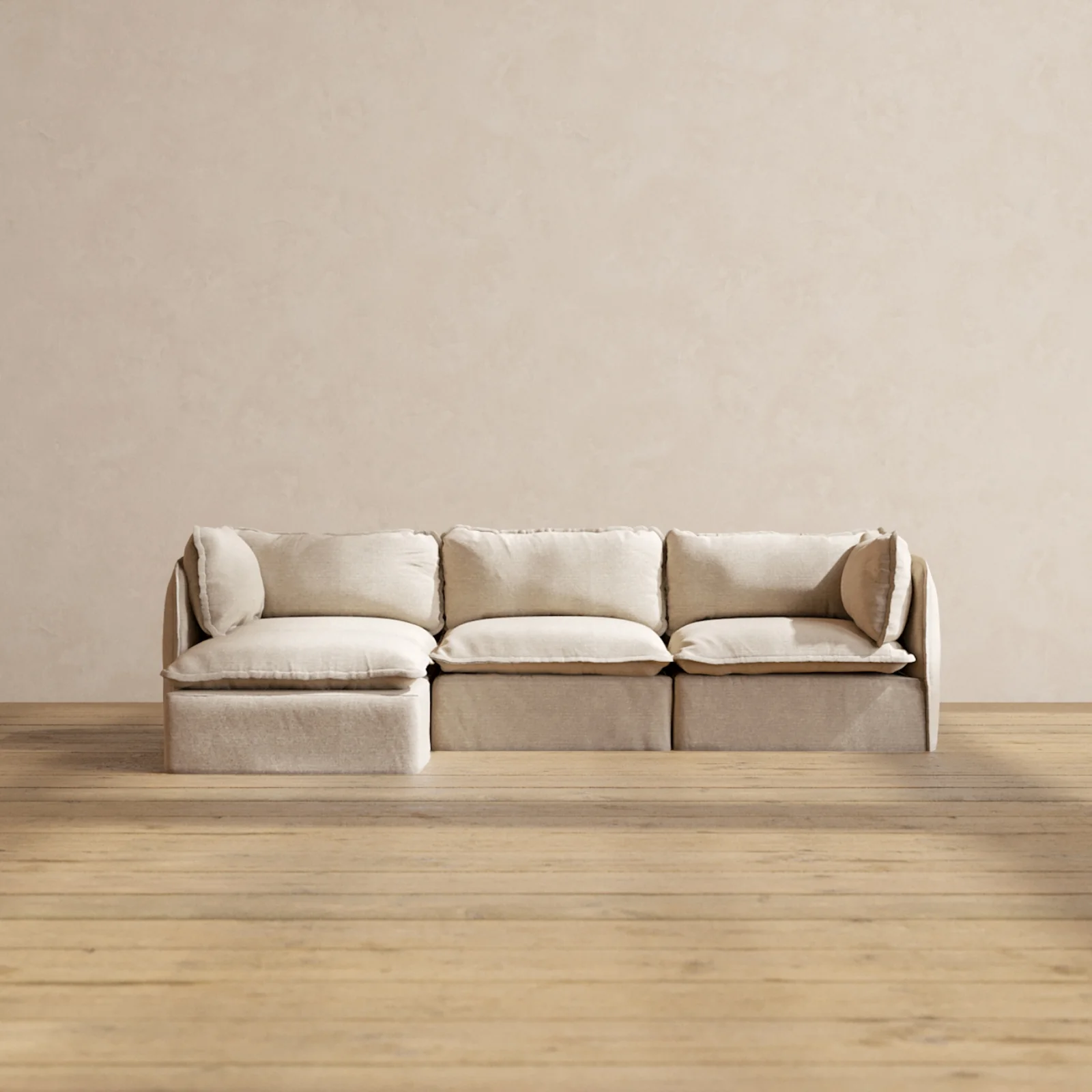 Modular Washable 3-Seater Sectional in Oat | Memorix+ Seat | Contour Pillow