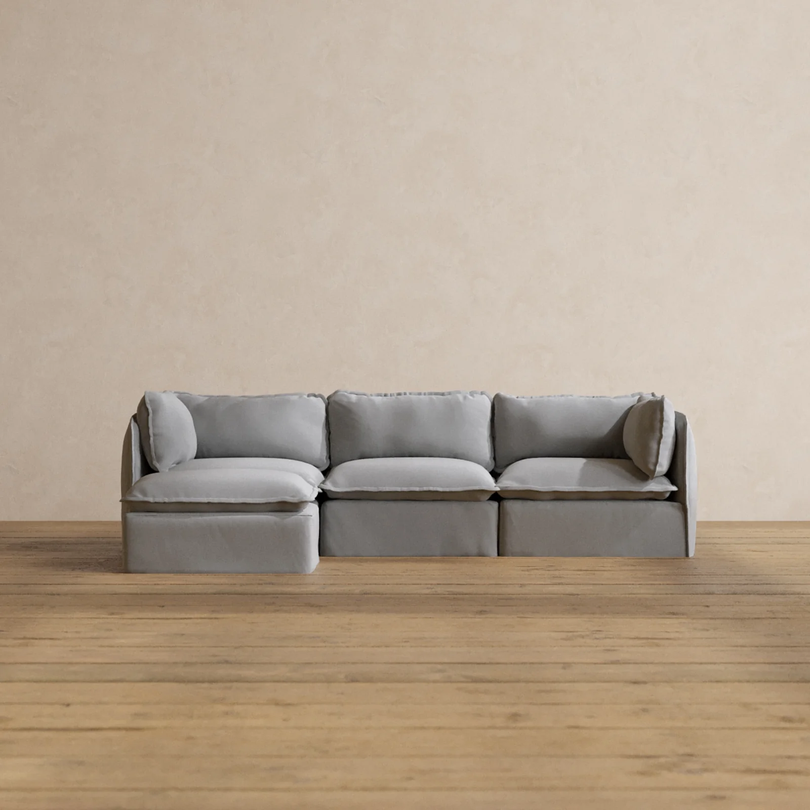 Modular Washable 3-Seater Sectional in Pumice | Memorix+ Seat | Contour Pillow