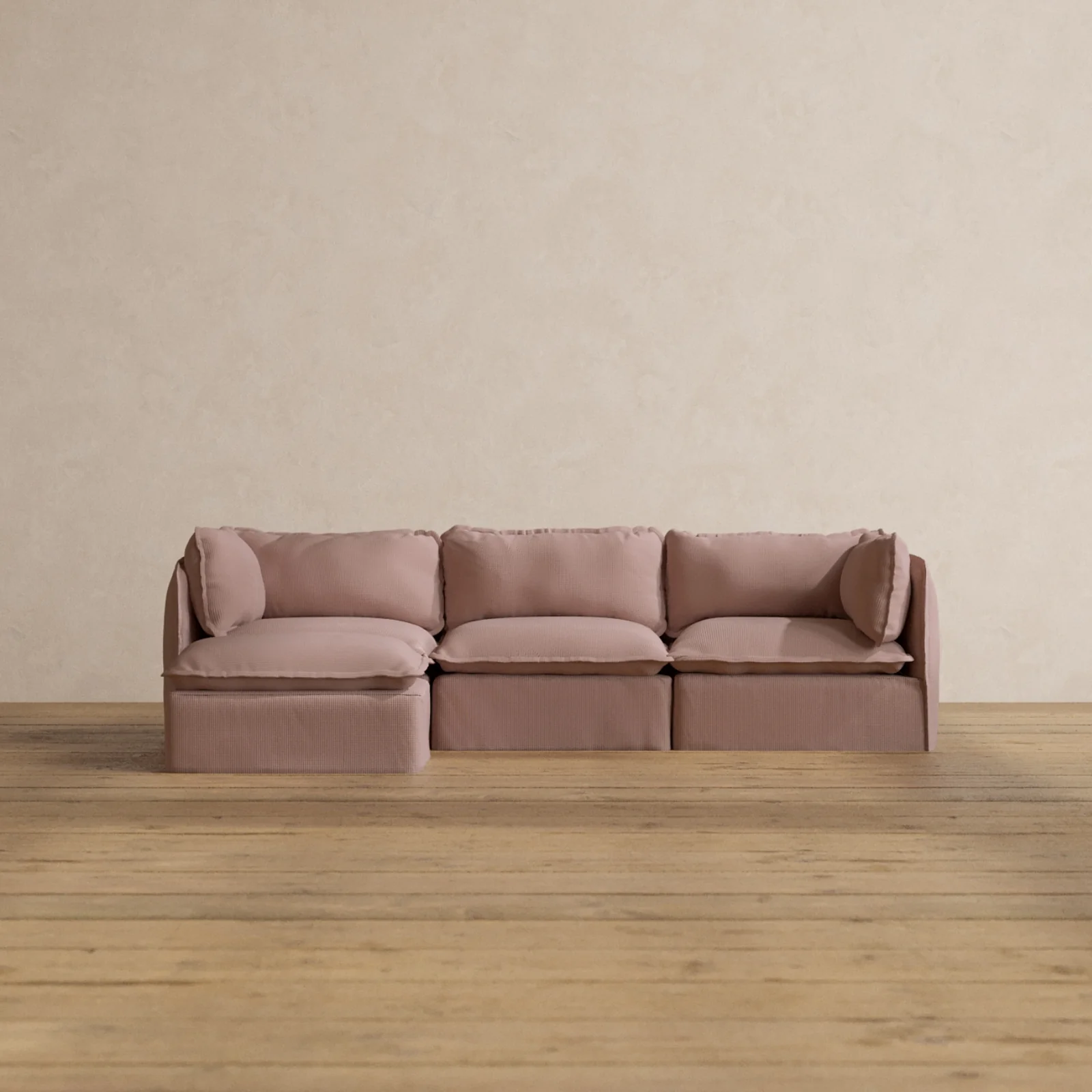 Modular Washable 3-Seater Sectional in Sakura | Memorix+ Seat | Contour Pillow