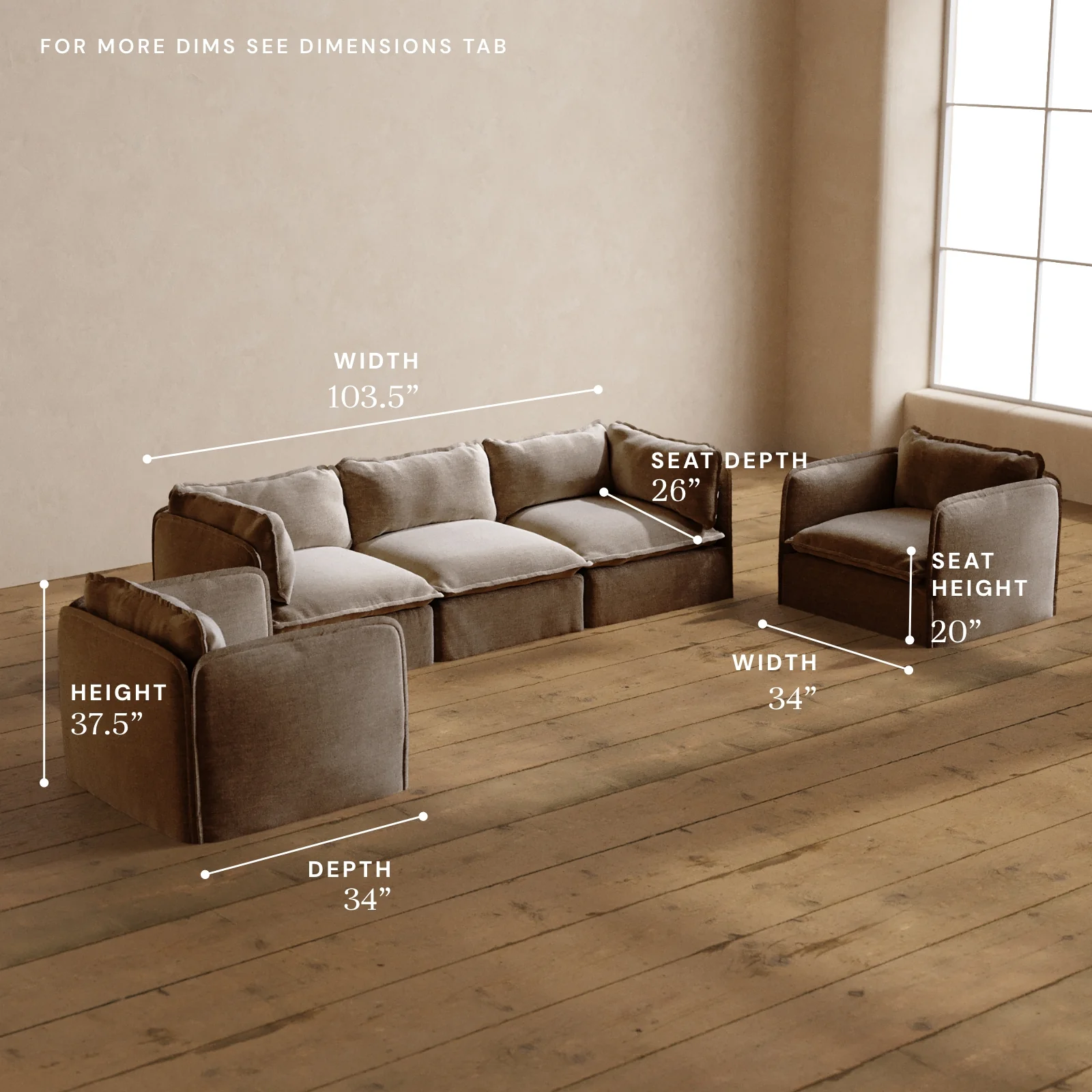 Modular Washable 3-Seater Sofa + Armchair Set in Mist | Memorix+ Seat | Contour Pillow - Image 5