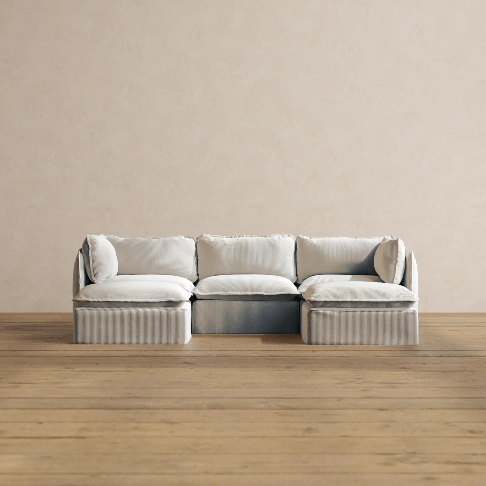 Modular Washable 3-Seater U-Sectional in Milk | Memorix+ Seat | Contour Pillow