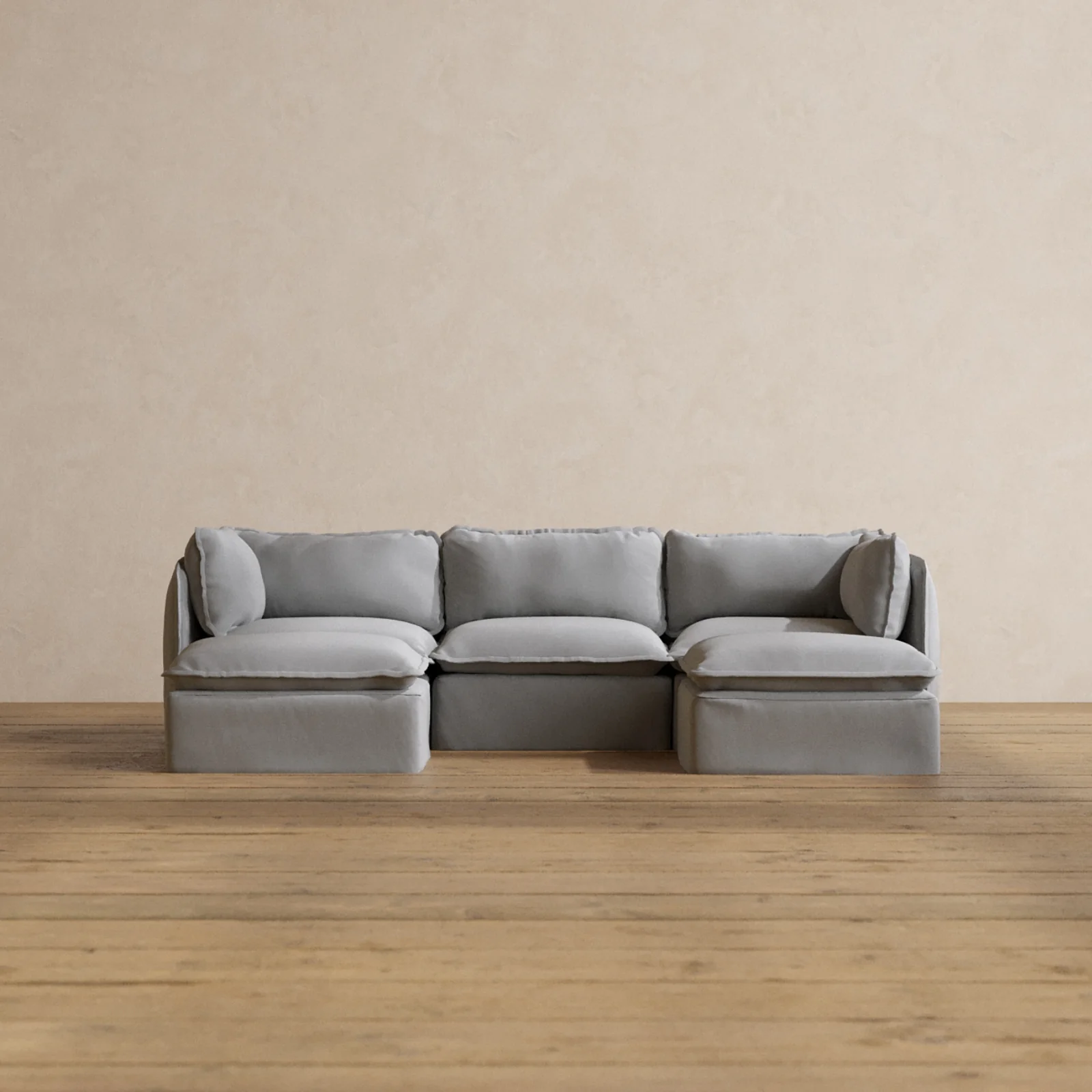 Modular Washable 3-Seater U-Sectional in Pumice | Memorix+ Seat | Contour Pillow