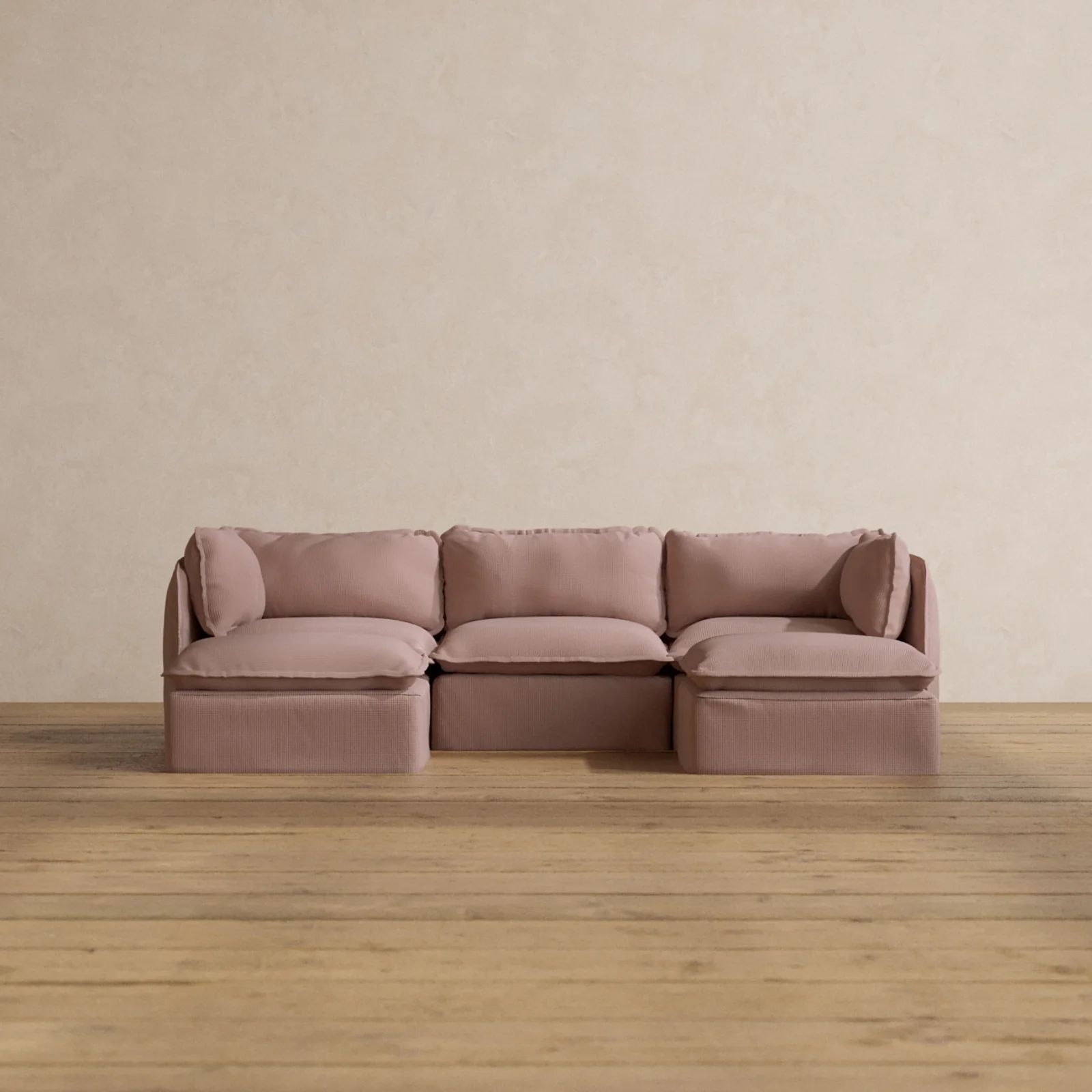 Modular Washable 3-Seater U-Sectional in Sakura | Memorix+ Seat | Contour Pillow