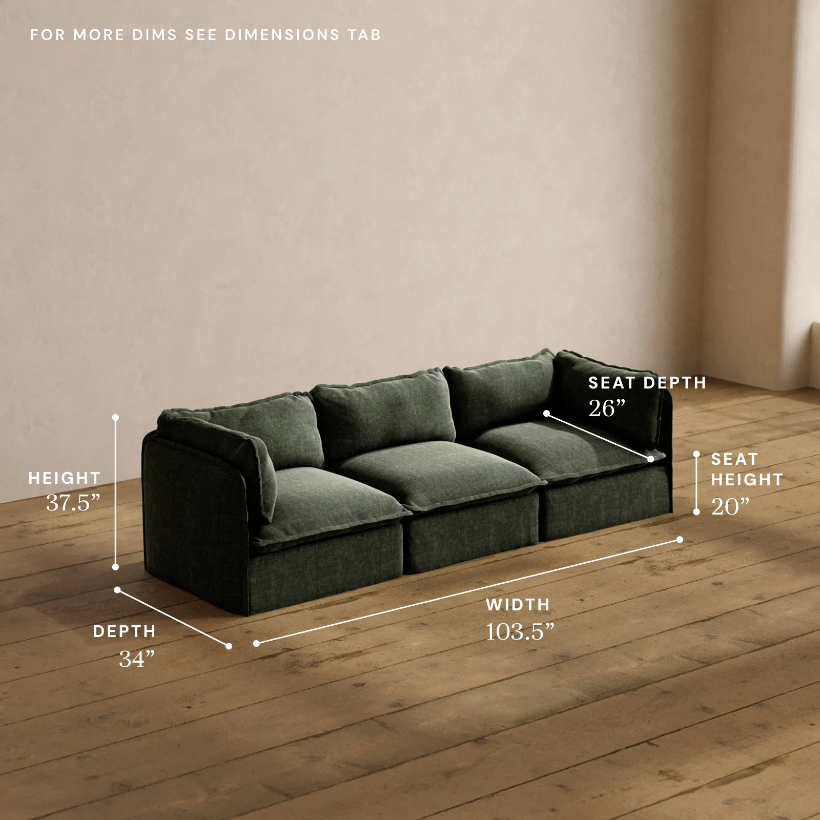 Modular Washable 3-Seater in Willow | Memorix+ Seat | Contour Pillow - Image 5