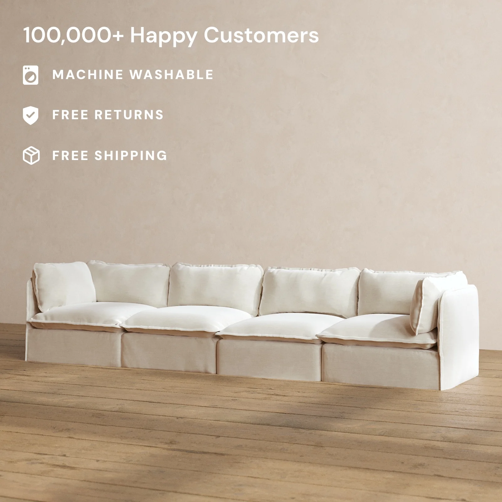 Modular Washable 4-Seater in Coco | Memorix+ Seat | Contour Pillow - Image 2