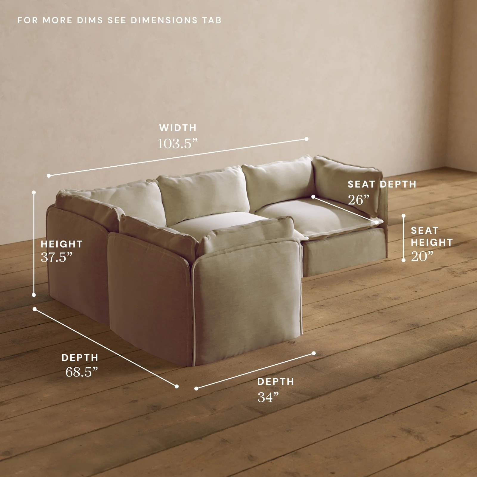Modular Washable 4-Seater Corner Sectional in Coco | Deluxe+ Seat | Cloud Pillow - Image 5