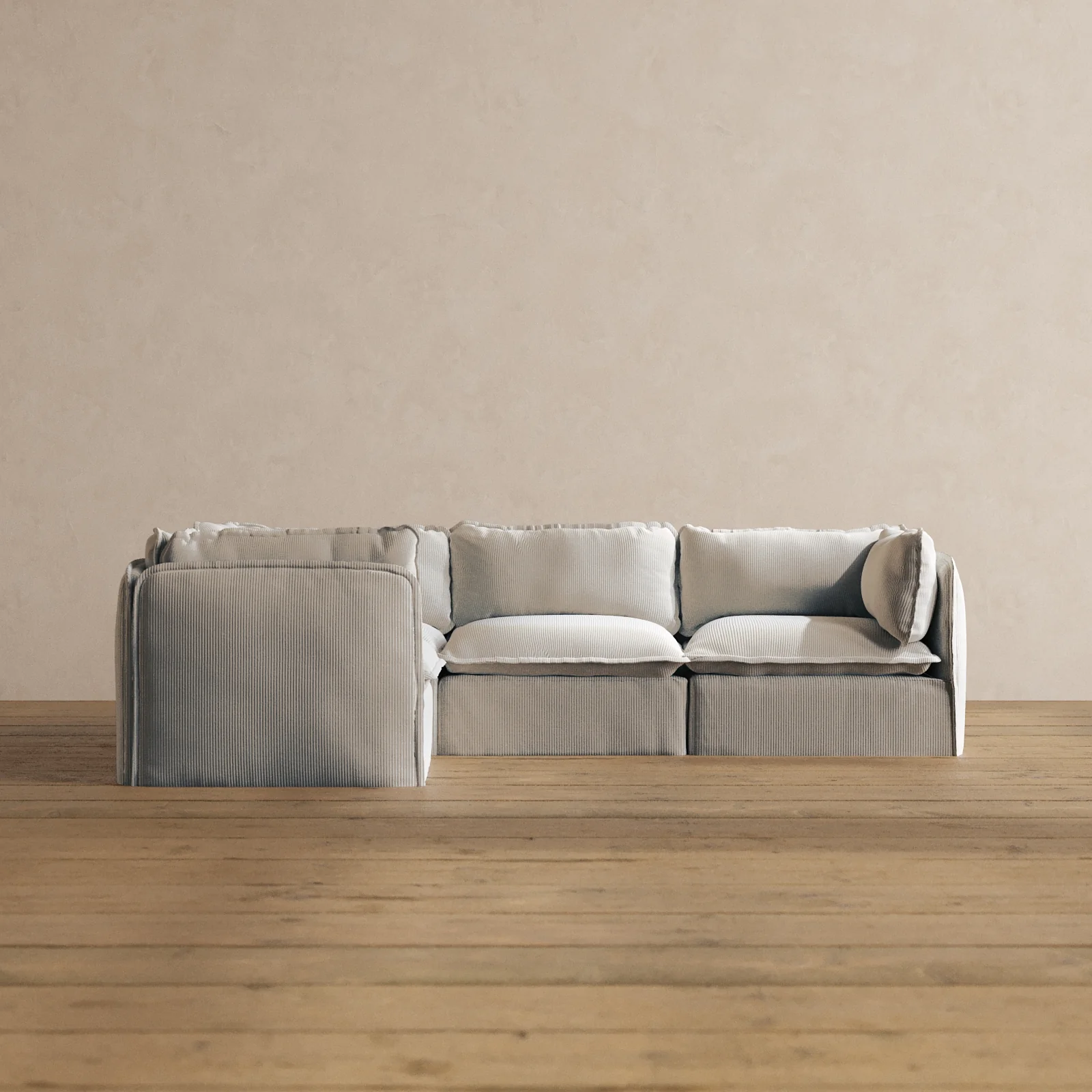 Modular Washable 4-Seater Corner Sectional in Milk | Memorix+ Seat | Contour Pillow
