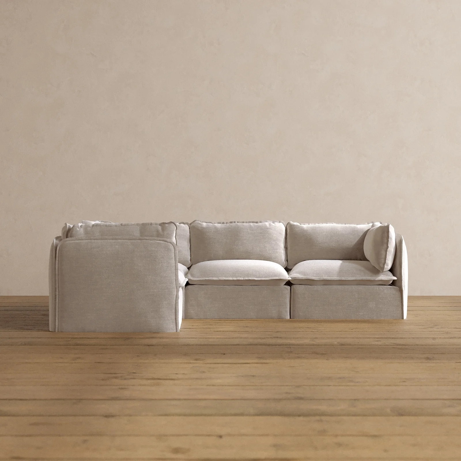 Modular Washable 4-Seater Corner Sectional in Mist | Memorix+ Seat | Contour Pillow