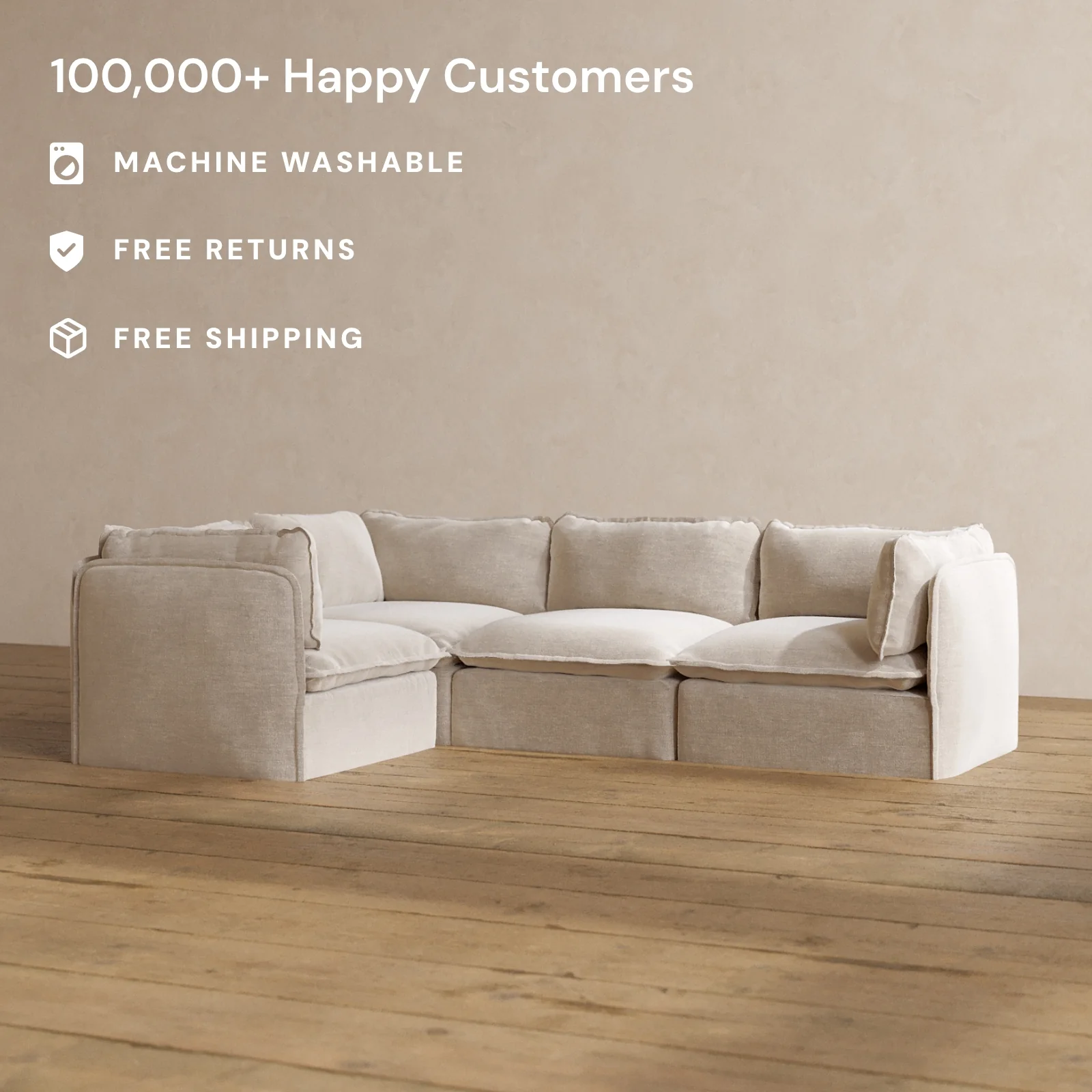 Modular Washable 4-Seater Corner Sectional in Mist | Memorix+ Seat | Contour Pillow - Image 2