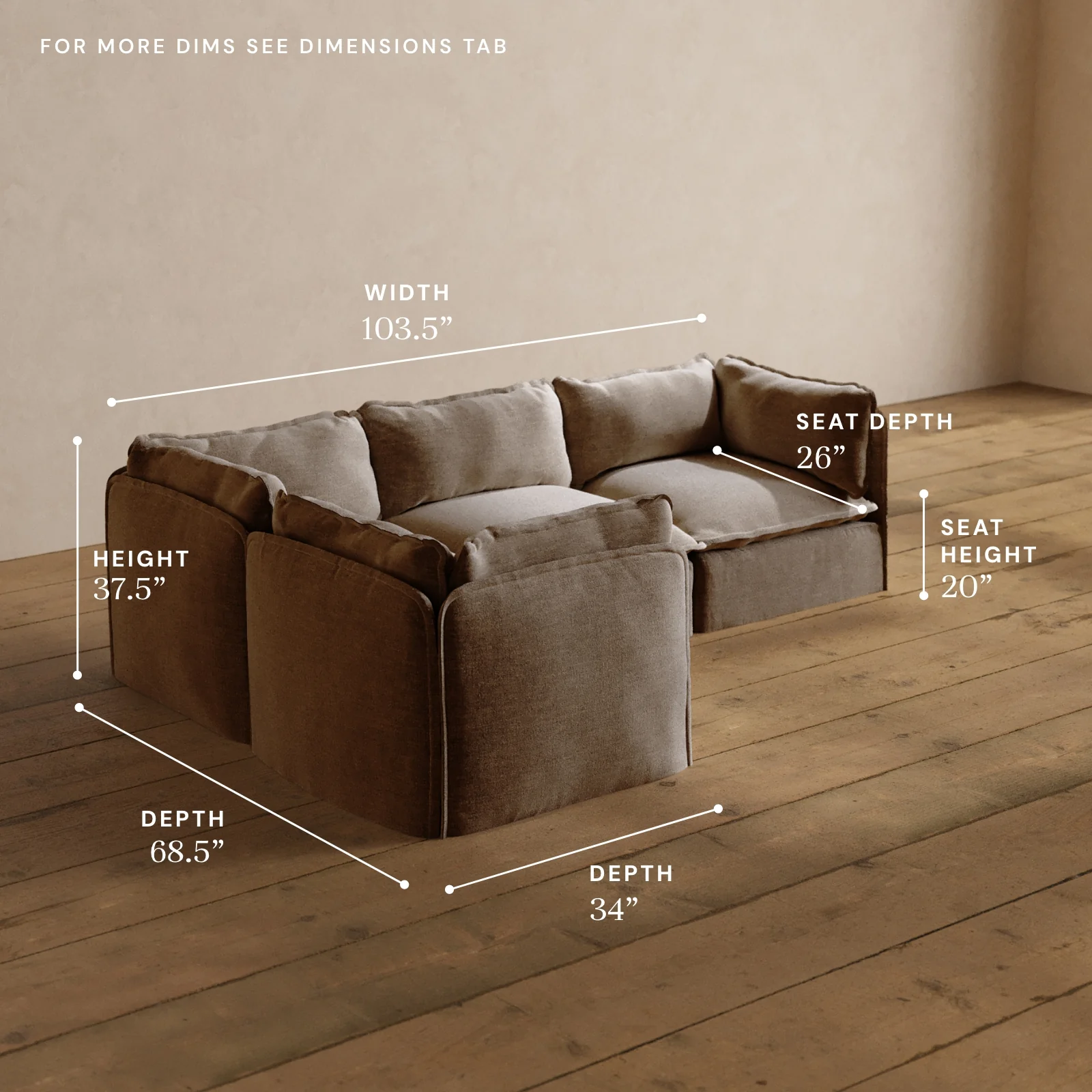 Modular Washable 4-Seater Corner Sectional in Mist | Memorix+ Seat | Contour Pillow - Image 5