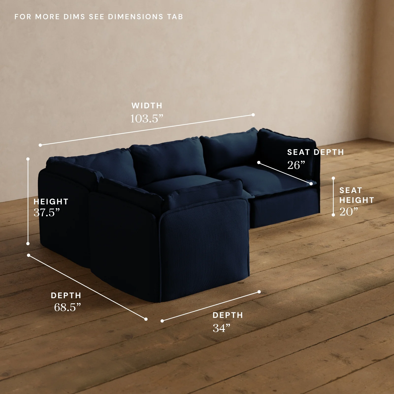 Modular Washable 4-Seater Corner Sectional in Sumi | Memorix+ Seat | Contour Pillow - Image 5