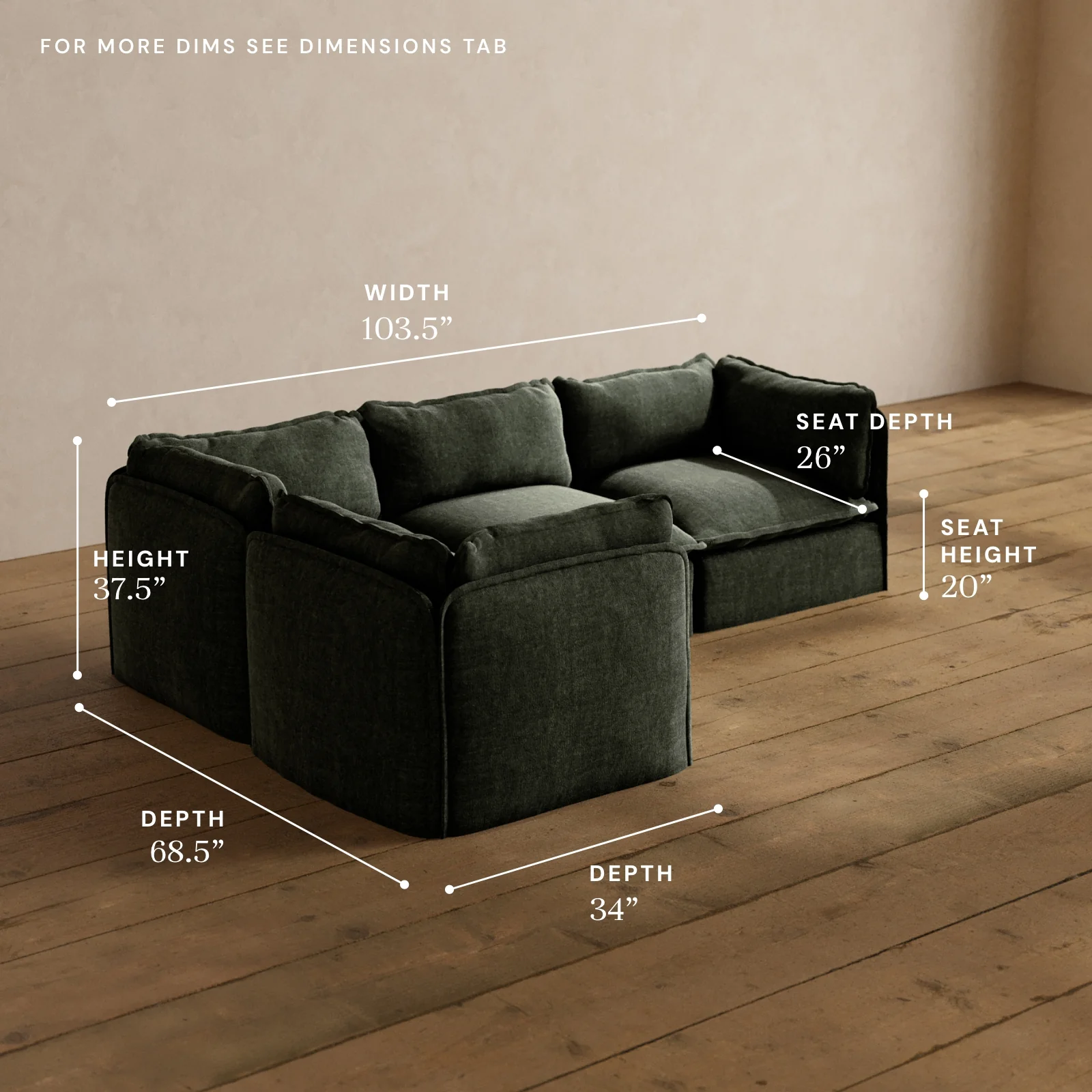 Modular Washable 4-Seater Corner Sectional in Willow | Memorix+ Seat | Contour Pillow - Image 5