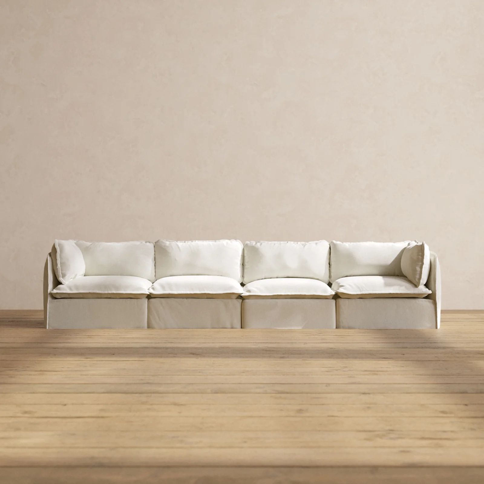 Modular Washable 4-Seater in Eggshell | Deluxe+ Seat | Cloud Pillow