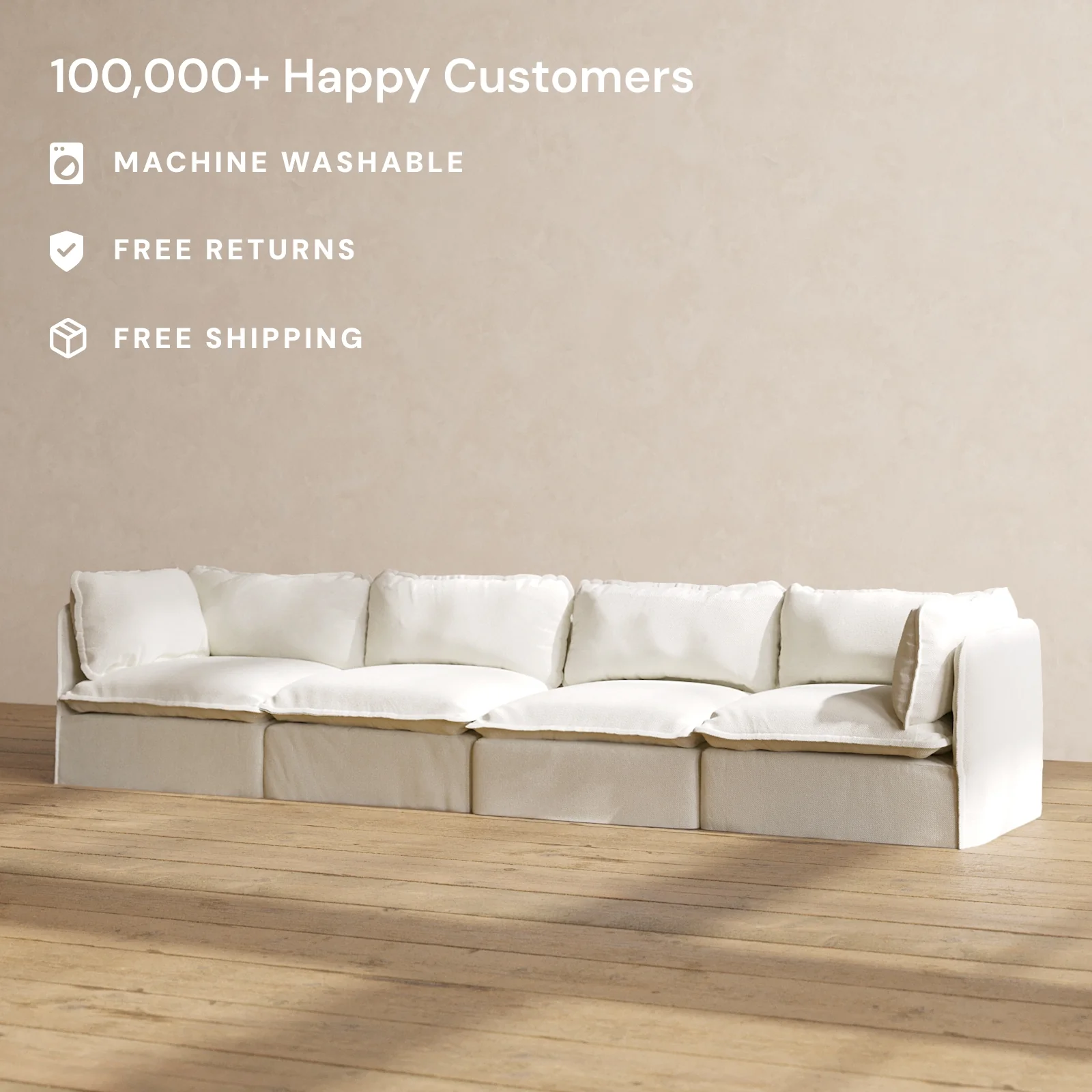 Modular Washable 4-Seater in Eggshell | Memorix+ Seat | Contour Pillow - Image 2