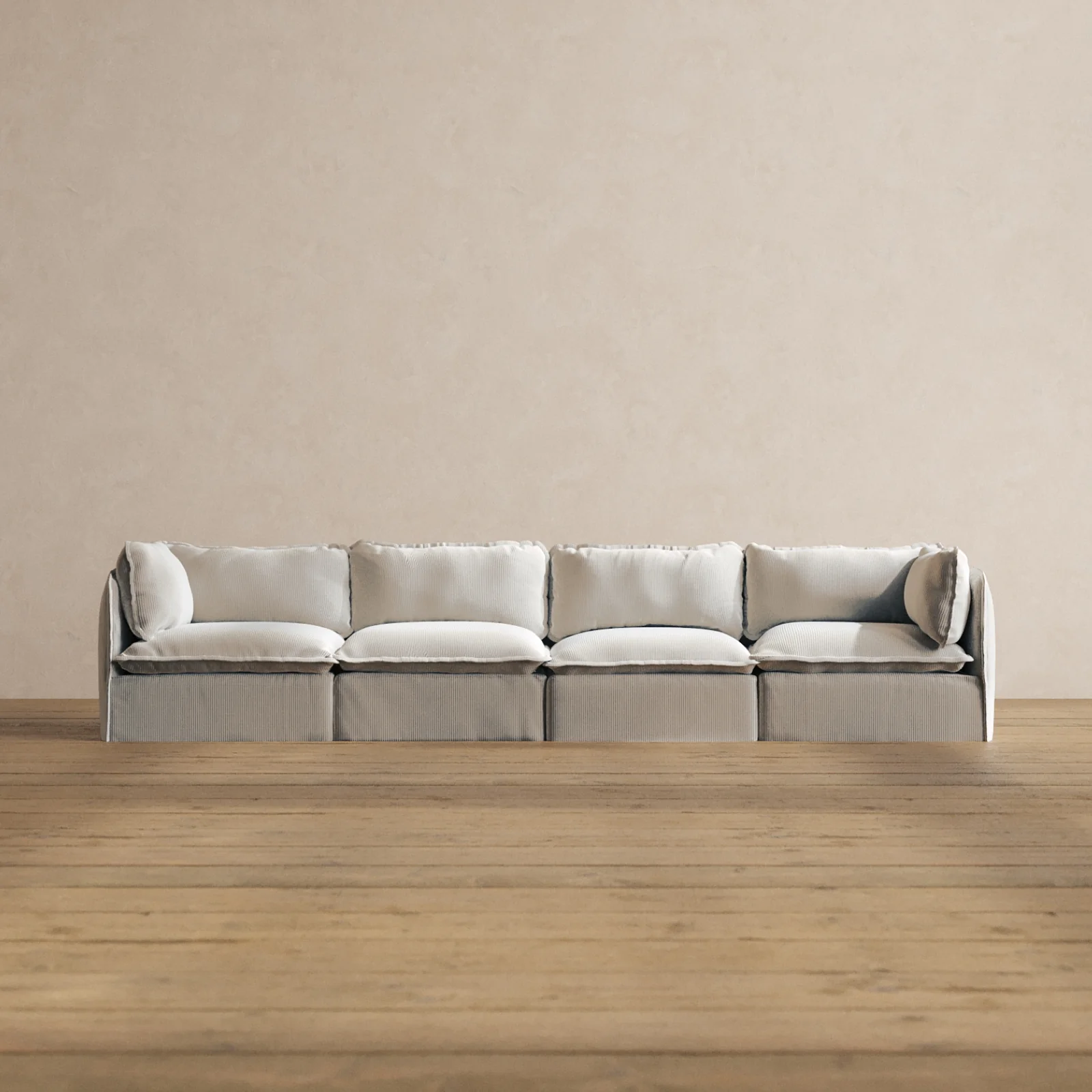 Modular Washable 4-Seater in Milk | Deluxe+ Seat | Cloud Pillow
