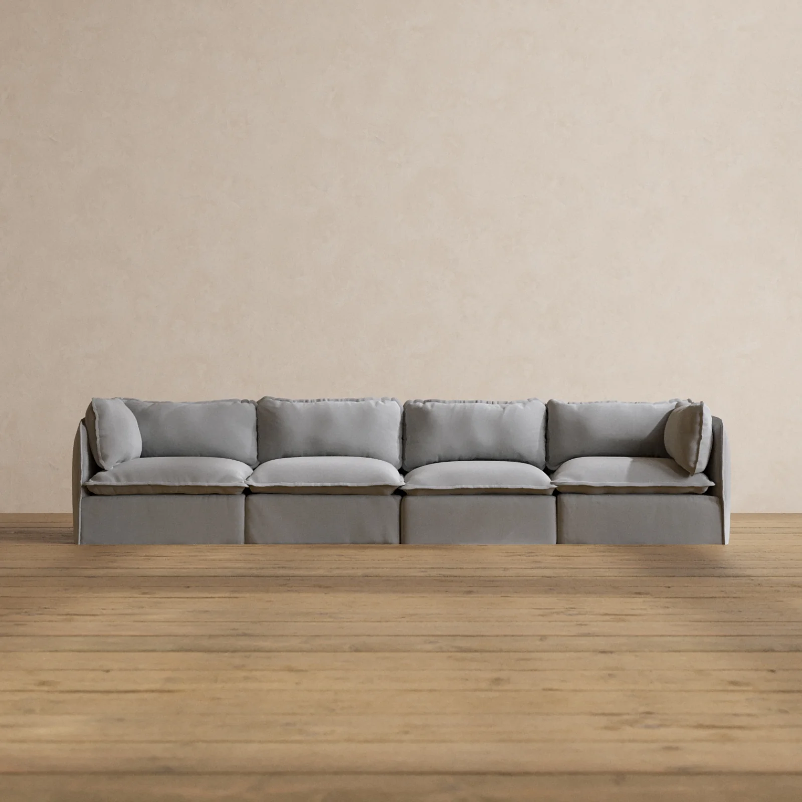 Modular Washable 4-Seater in Pumice | Deluxe+ Seat | Cloud Pillow