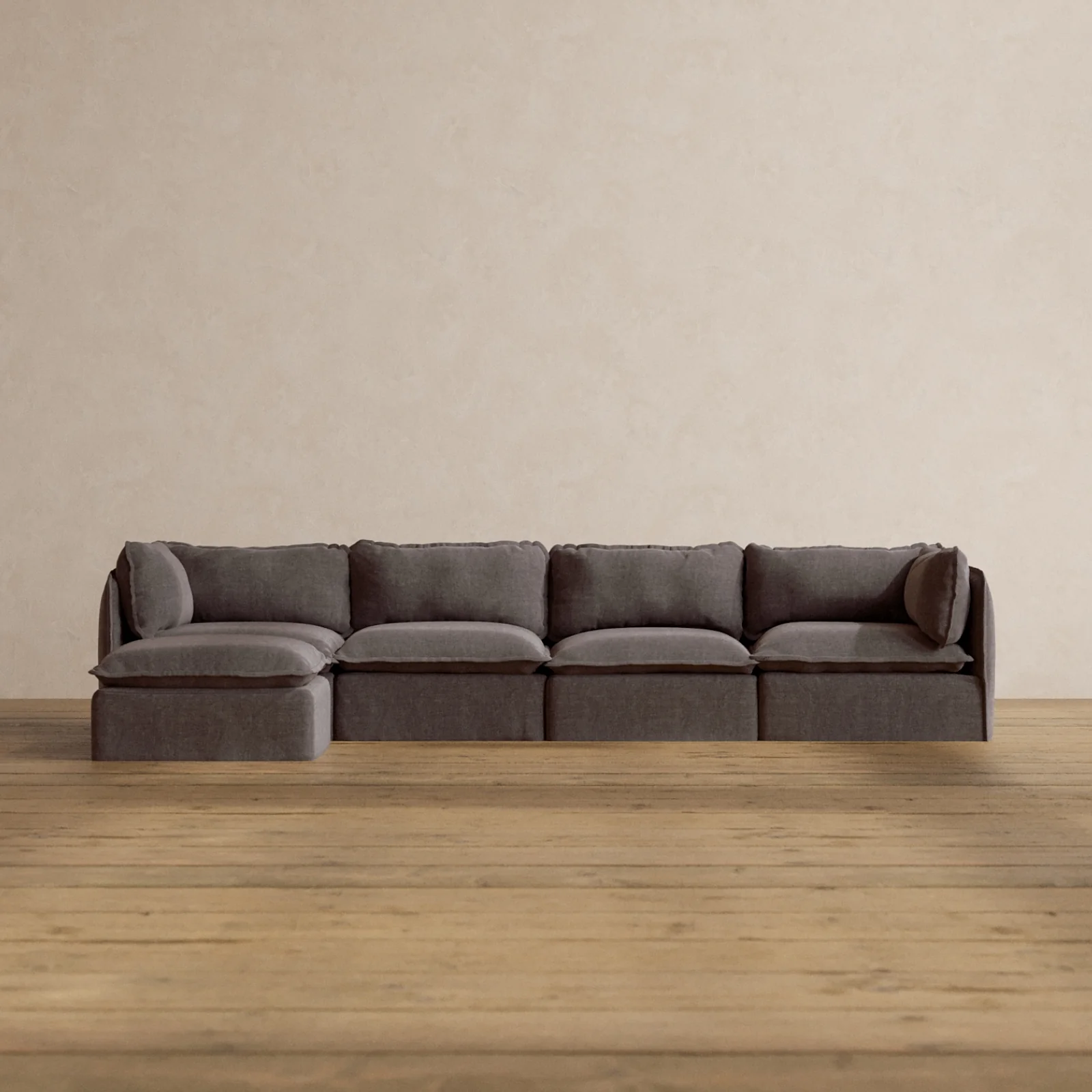 Modular Washable 4-Seater Sectional in Caviar | Memorix+ Seat | Contour Pillow