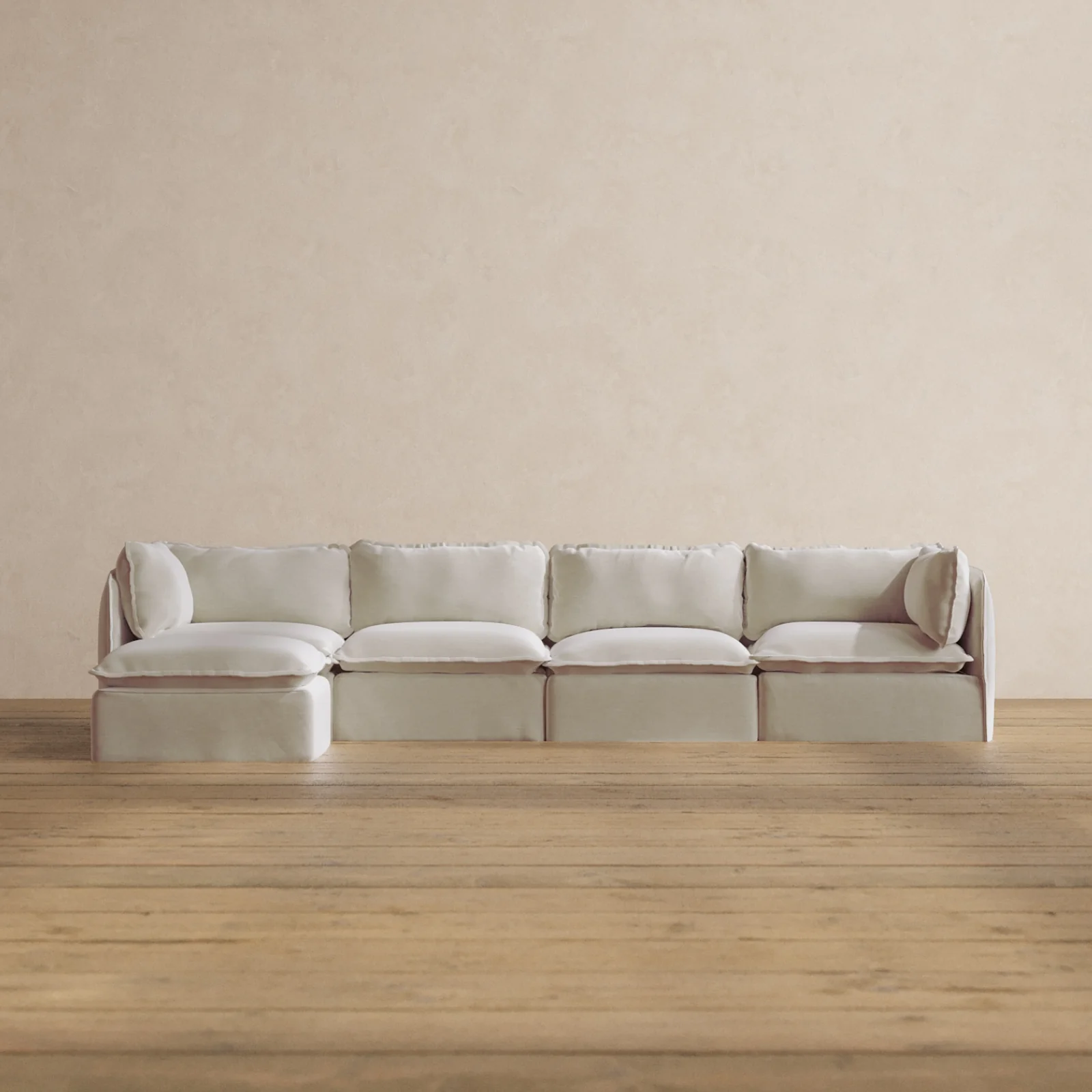 Modular Washable 4-Seater Sectional in Coco | Memorix+ Seat | Contour Pillow