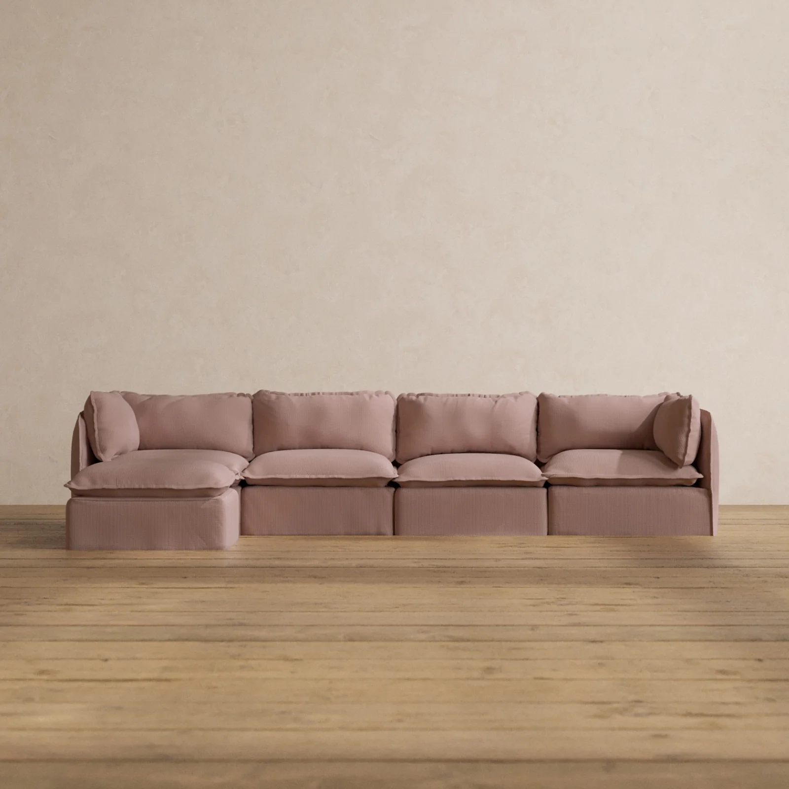 Modular Washable 4-Seater Sectional in Sakura | Memorix+ Seat | Contour Pillow