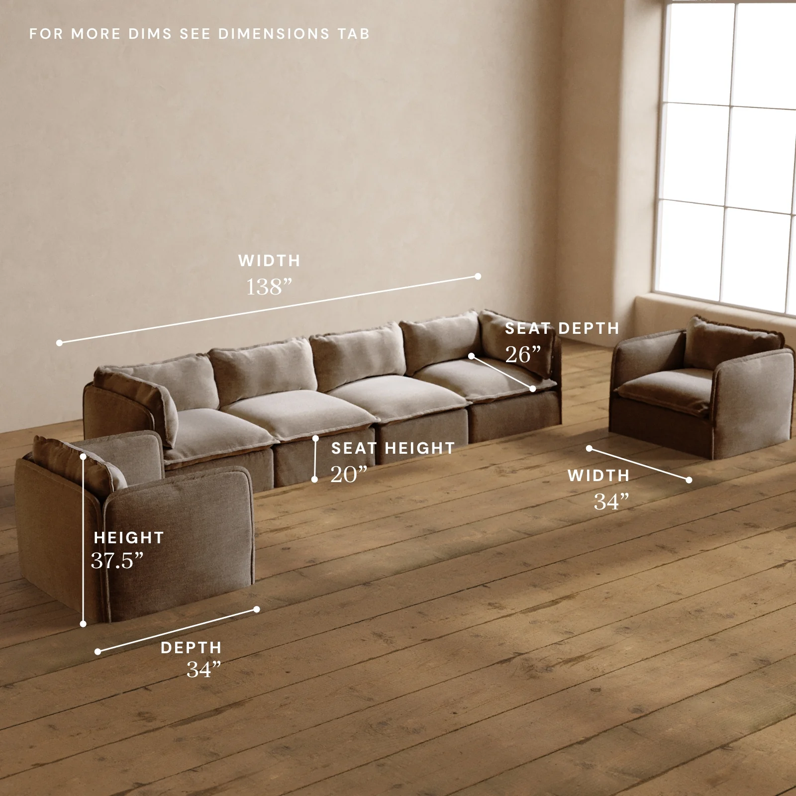 Modular Washable 4-Seater Sofa + Armchair Set in Mist | Memorix+ Seat | Contour Pillow - Image 5