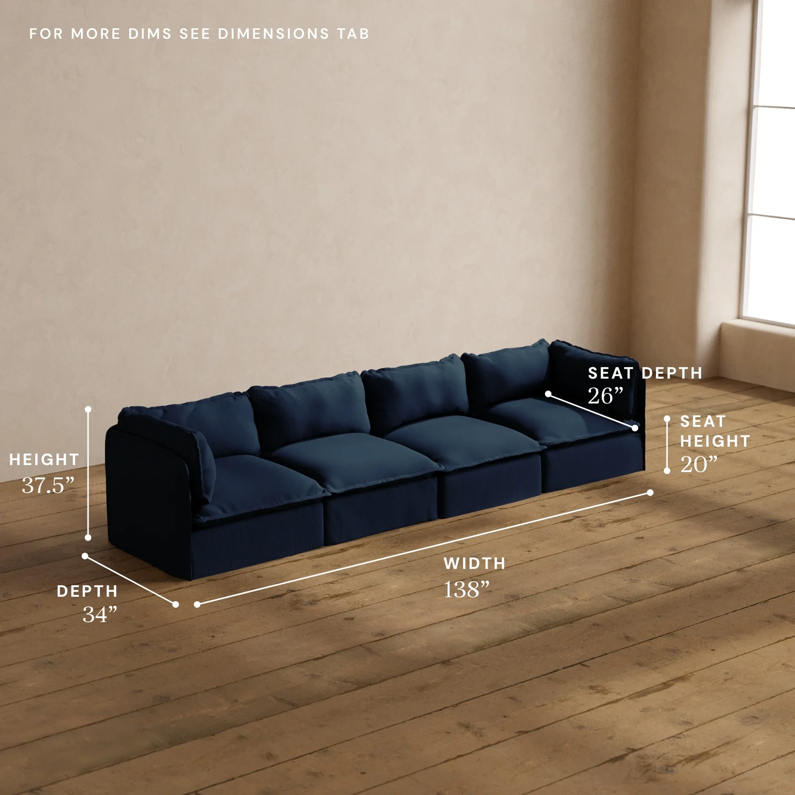 Modular Washable 4-Seater in Sumi | Memorix+ Seat | Contour Pillow - Image 5