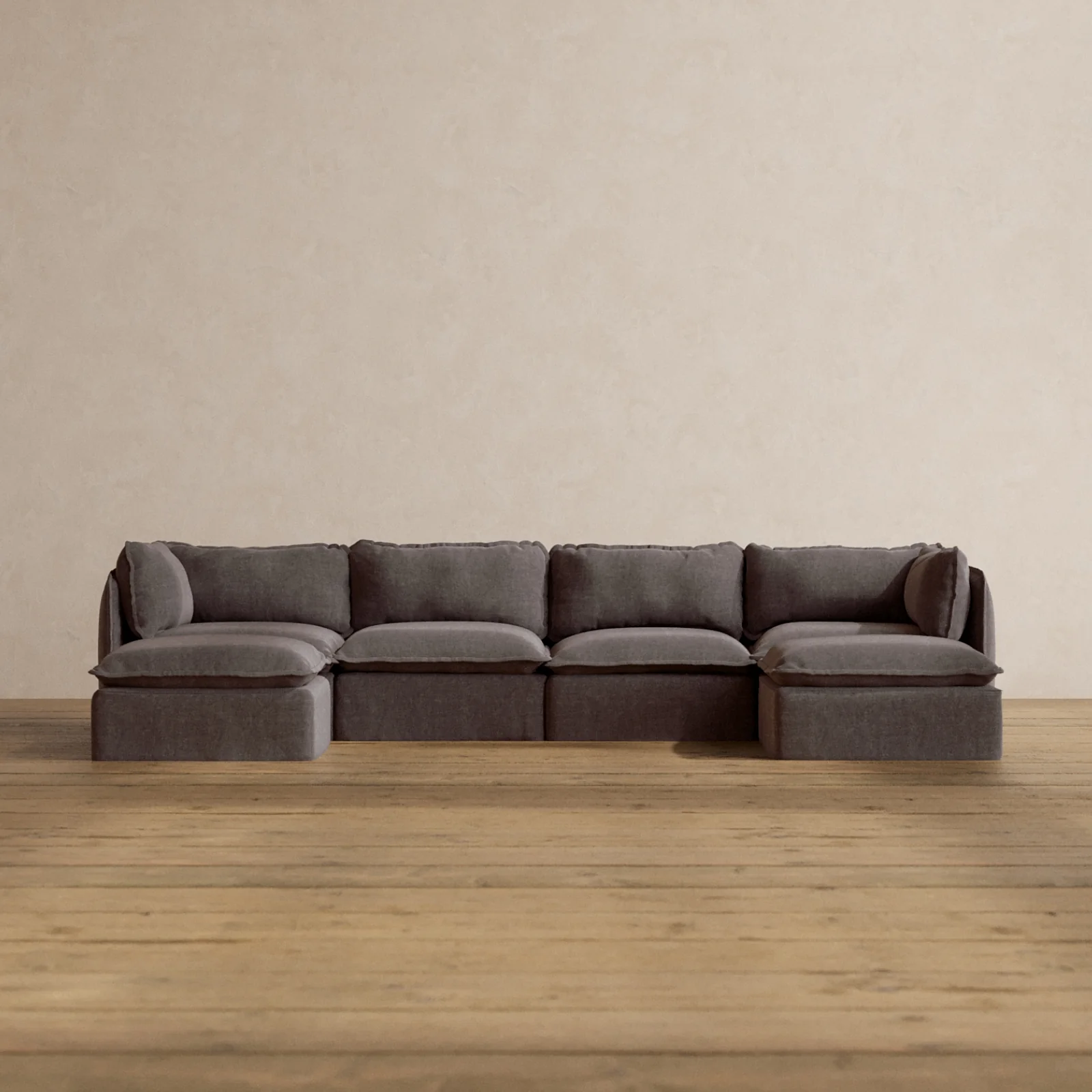 Modular Washable 4-Seater U-Sectional in Caviar | Memorix+ Seat | Contour Pillow