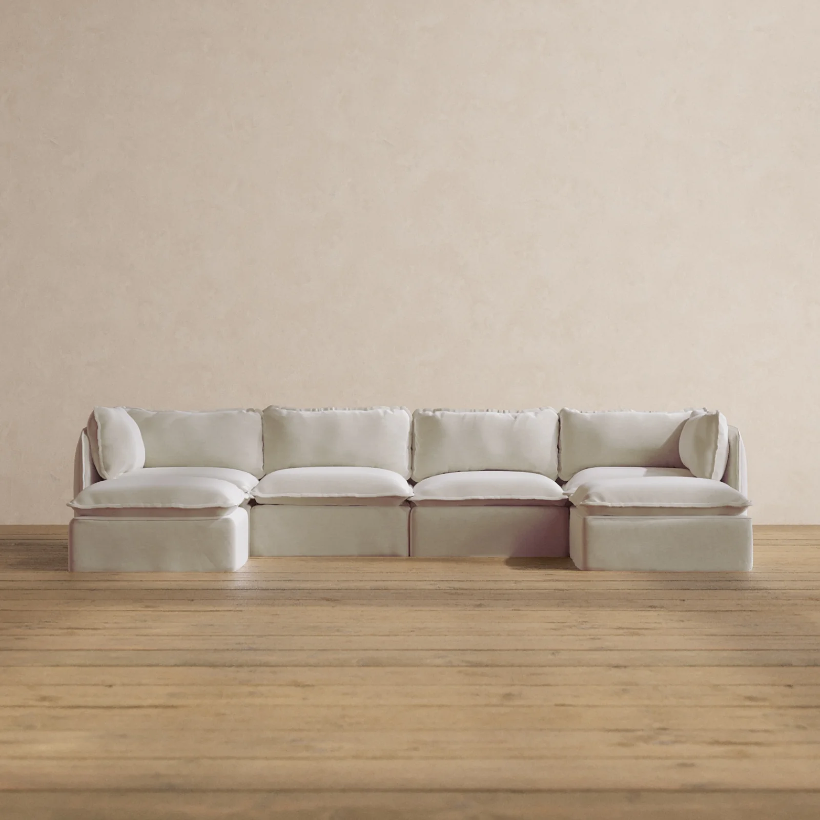 Modular Washable 4-Seater U-Sectional in Coco | Memorix+ Seat | Contour Pillow
