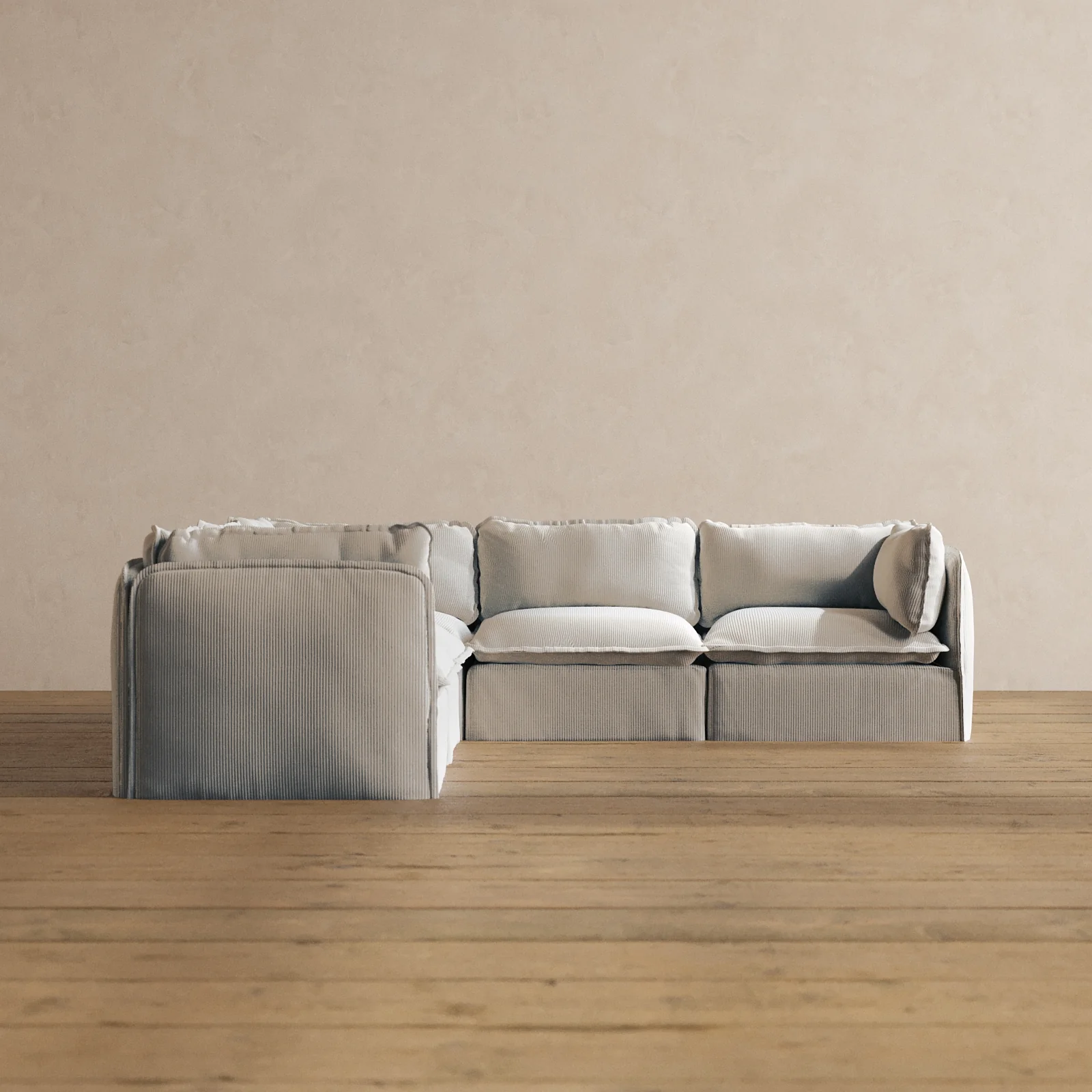 Modular Washable 5-Seater Corner Sectional in Milk | Memorix+ Seat | Contour Pillow