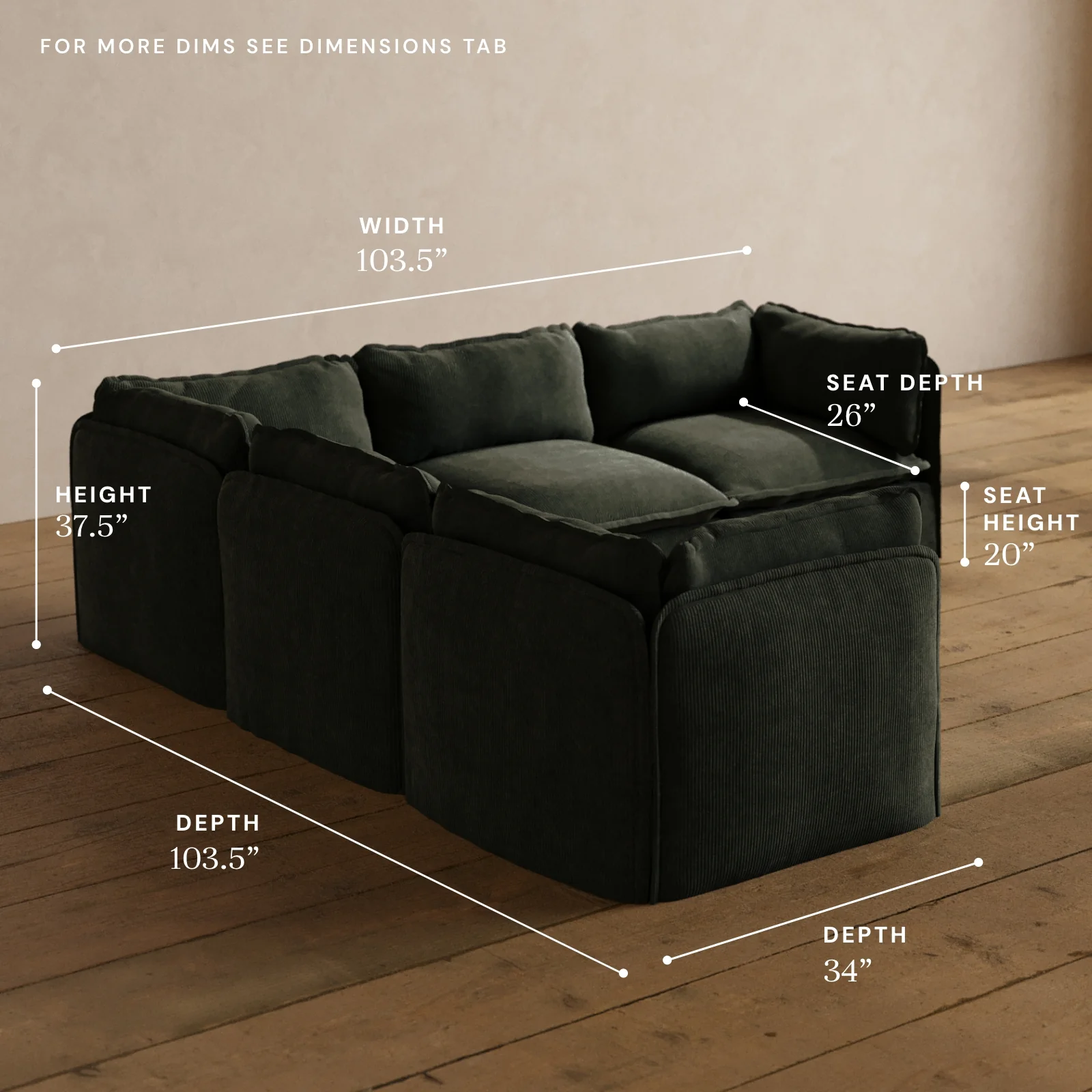 Modular Washable 5-Seater Corner Sectional in Olivine | Memorix+ Seat | Contour Pillow - Image 5