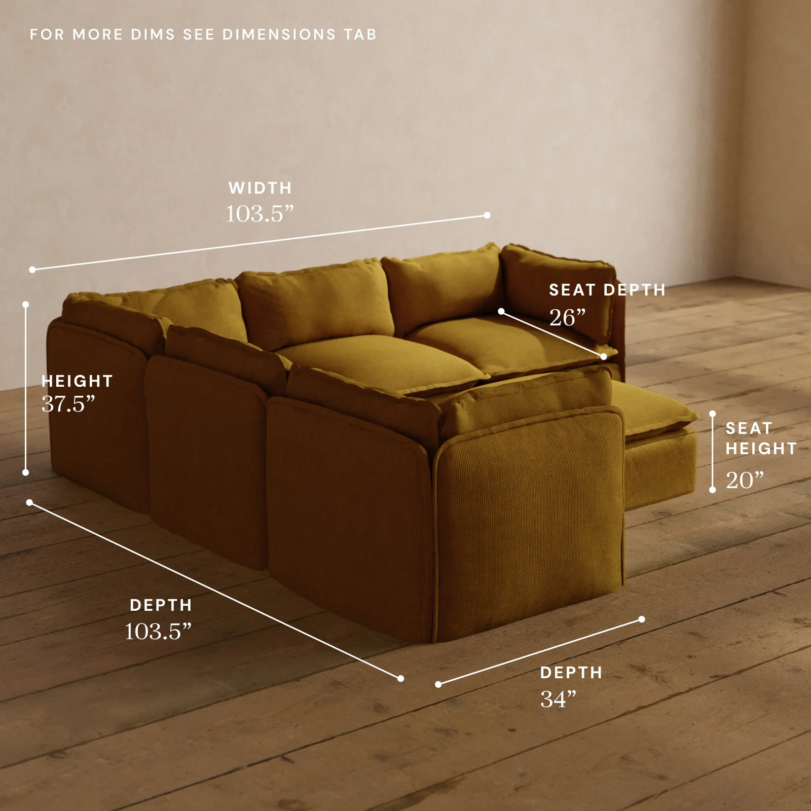 Modular Washable 5-Seater Corner Sectional + Ottoman in Kiiro | Deluxe+ Seat | Cloud Pillow - Image 5
