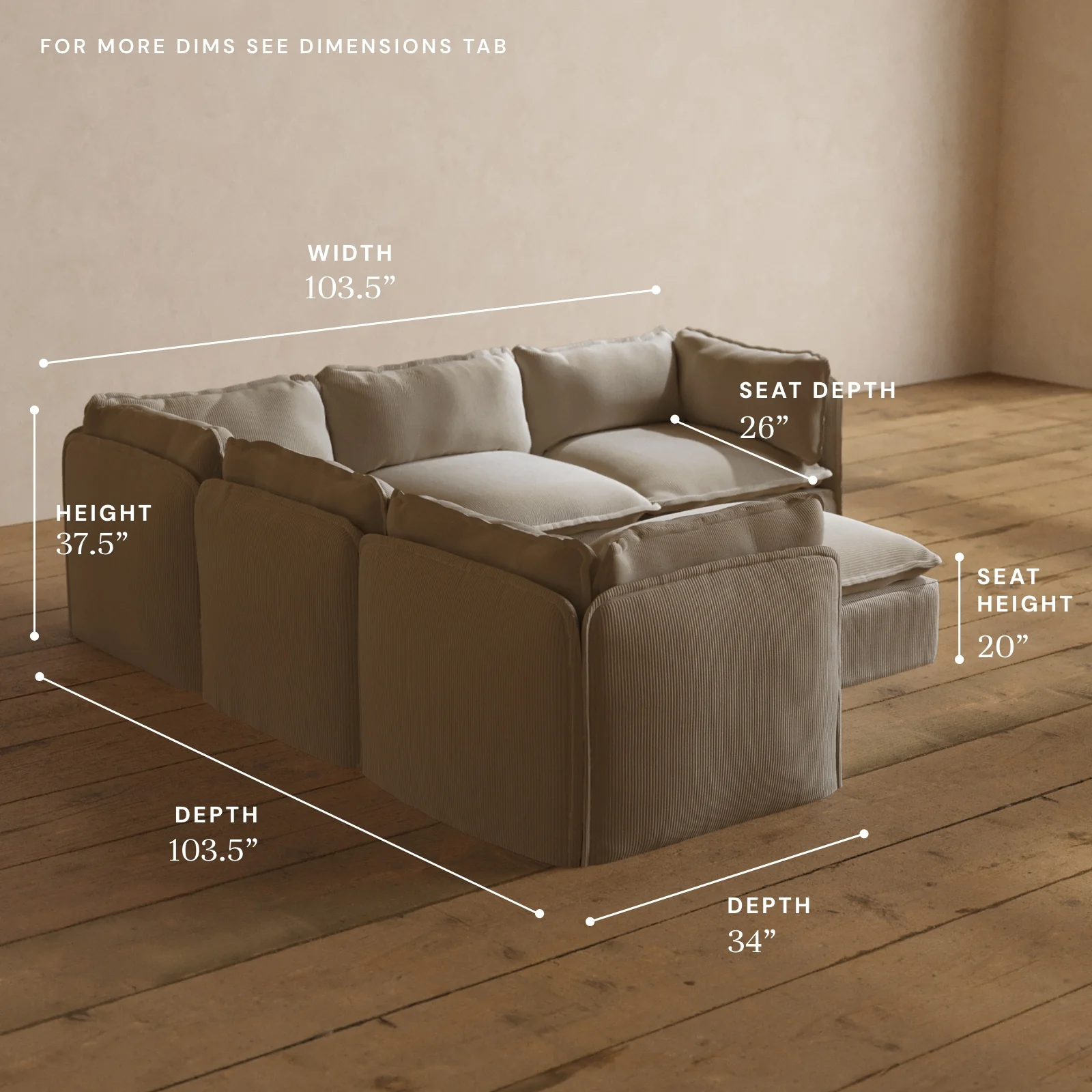 Modular Washable 5-Seater Corner Sectional + Ottoman in Milk | Memorix+ Seat | Contour Pillow - Image 5