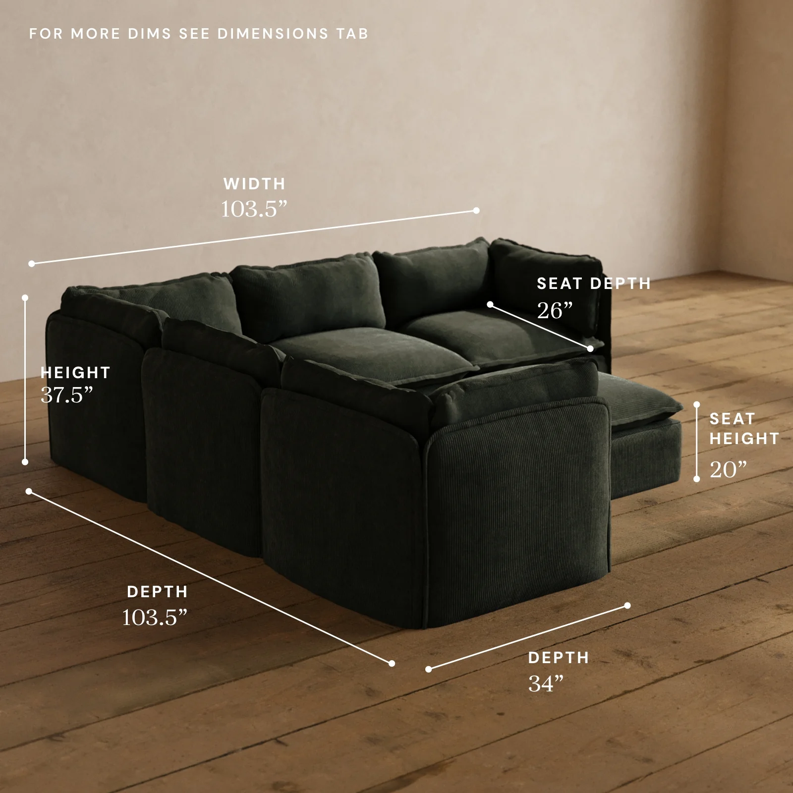Modular Washable 5-Seater Corner Sectional + Ottoman in Olivine | Memorix+ Seat | Contour Pillow - Image 5