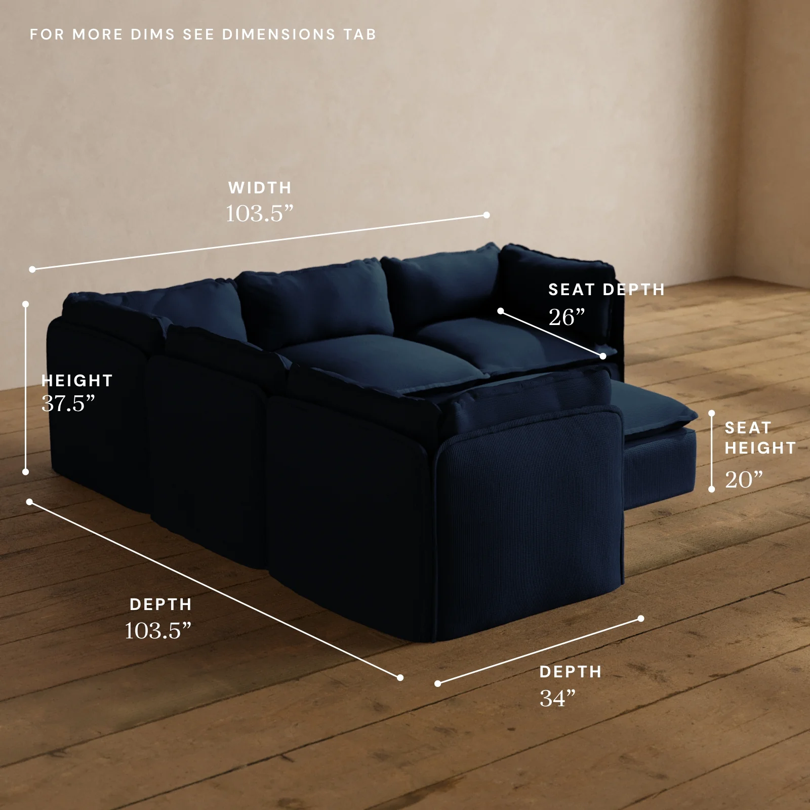 Modular Washable 5-Seater Corner Sectional + Ottoman in Sumi | Memorix+ Seat | Contour Pillow - Image 5