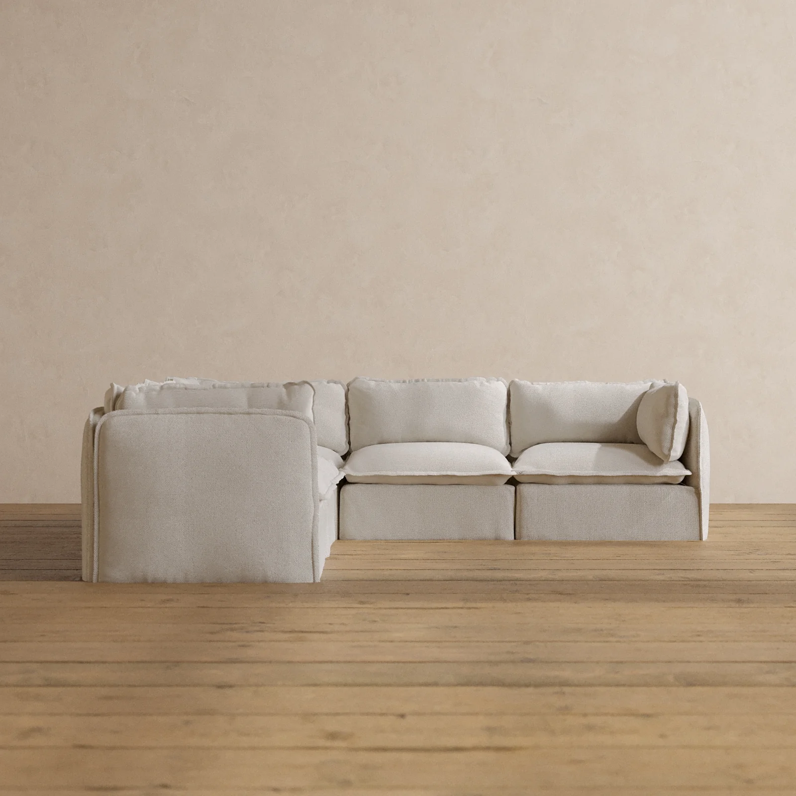 Modular Washable 5-Seater Corner Sectional in Powder | Memorix+ Seat | Contour Pillow