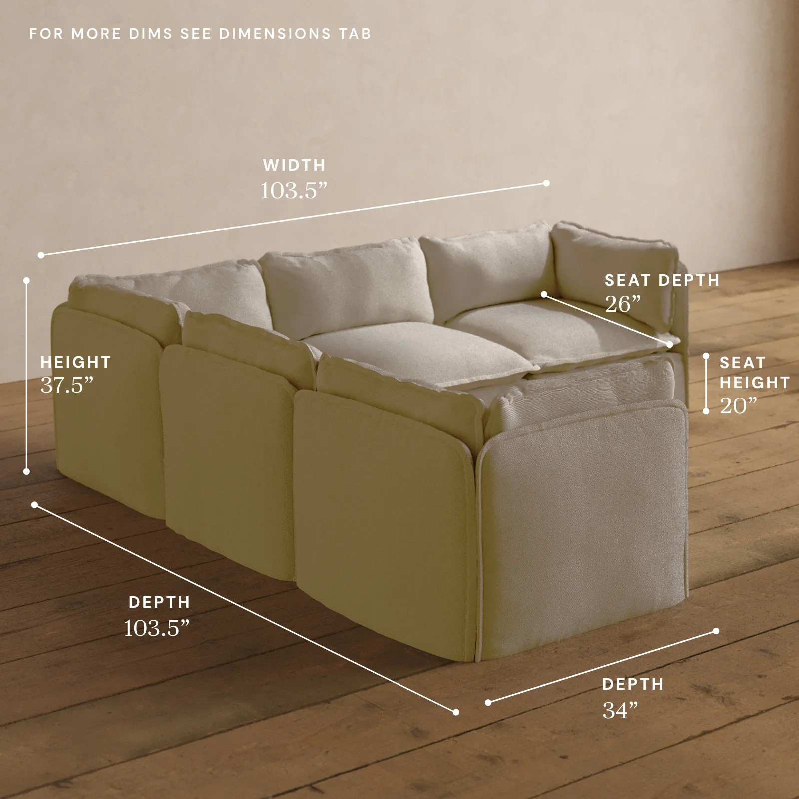Modular Washable 5-Seater Corner Sectional in Powder | Memorix+ Seat | Contour Pillow - Image 5