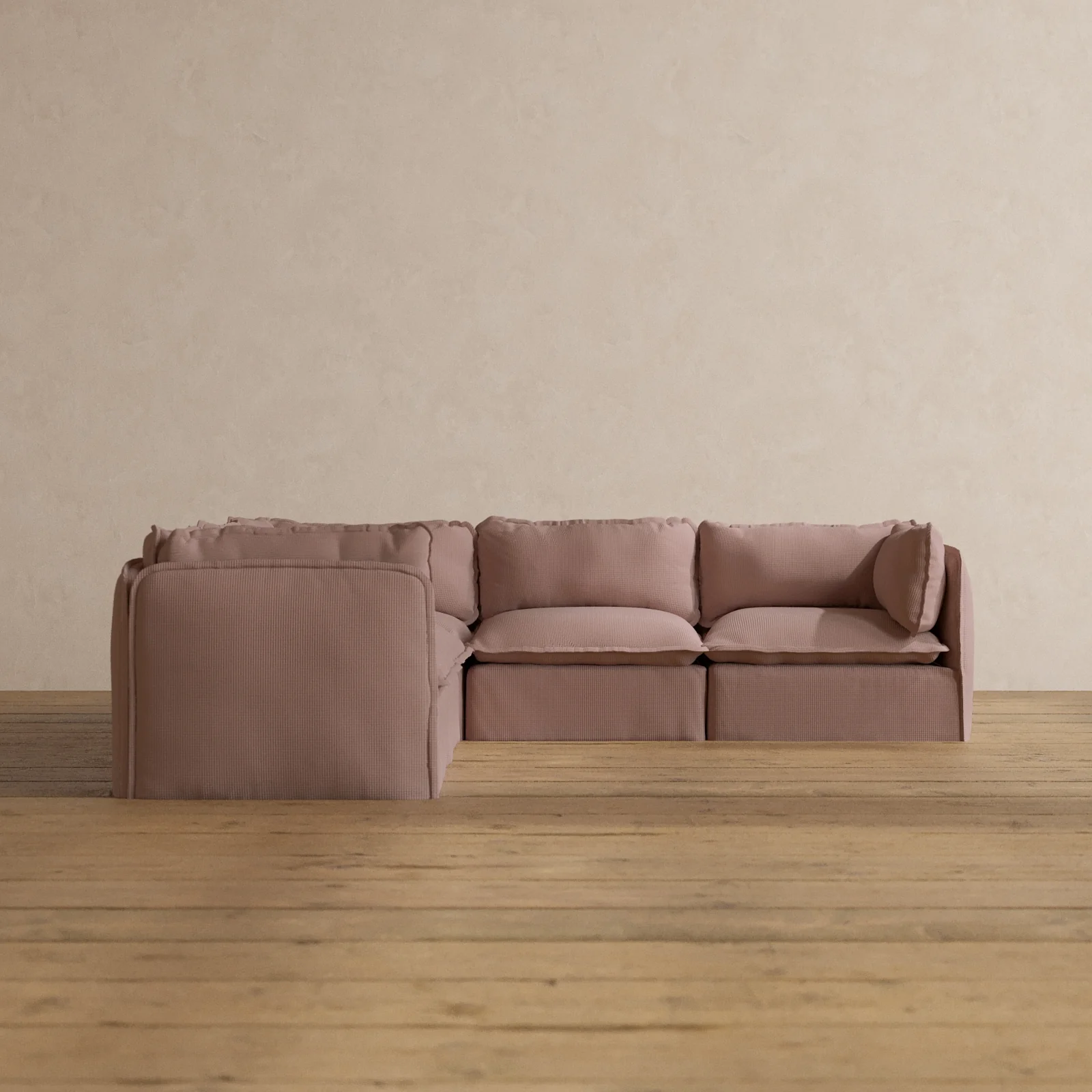 Modular Washable 5-Seater Corner Sectional in Sakura | Memorix+ Seat | Contour Pillow