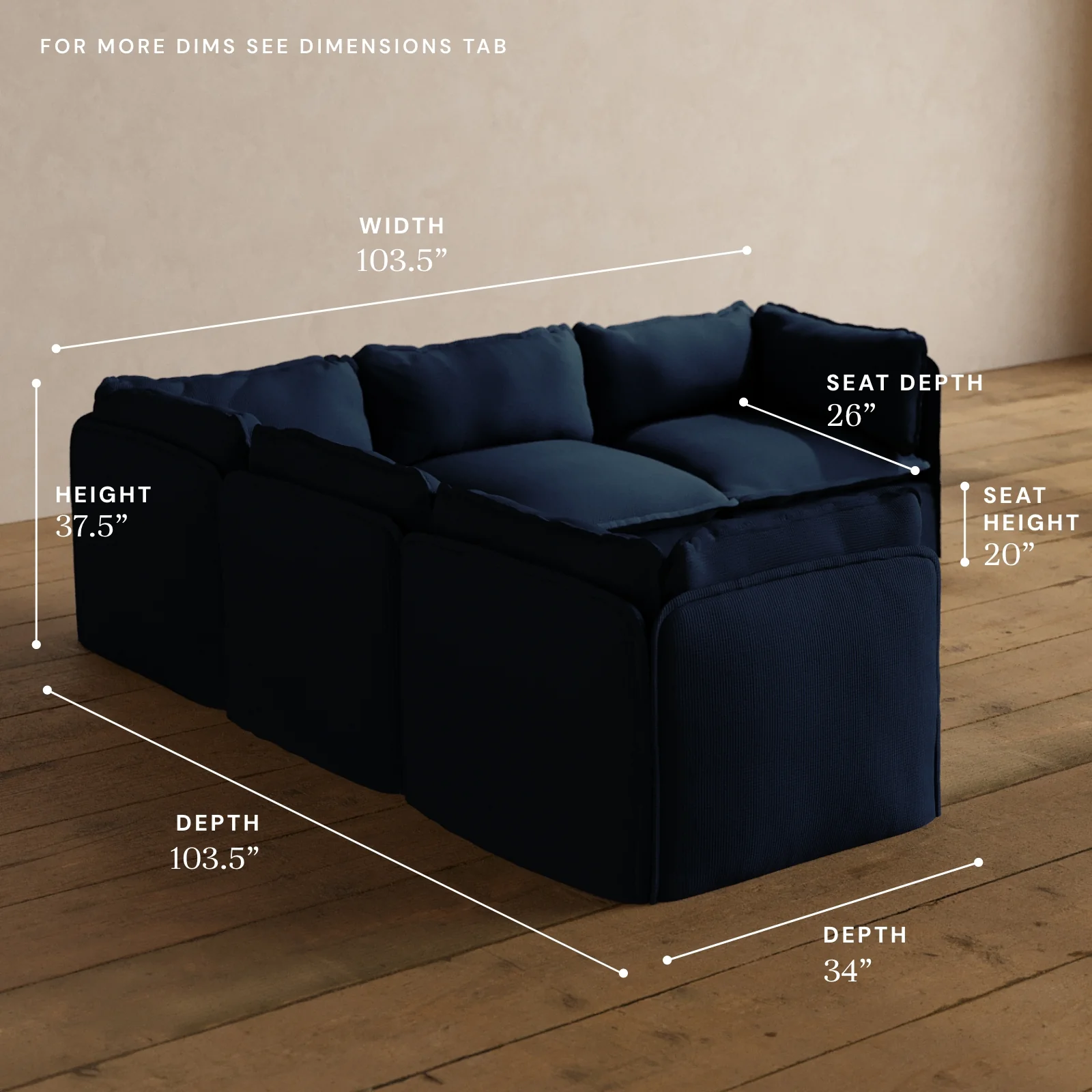 Modular Washable 5-Seater Corner Sectional in Sumi | Memorix+ Seat | Contour Pillow - Image 5