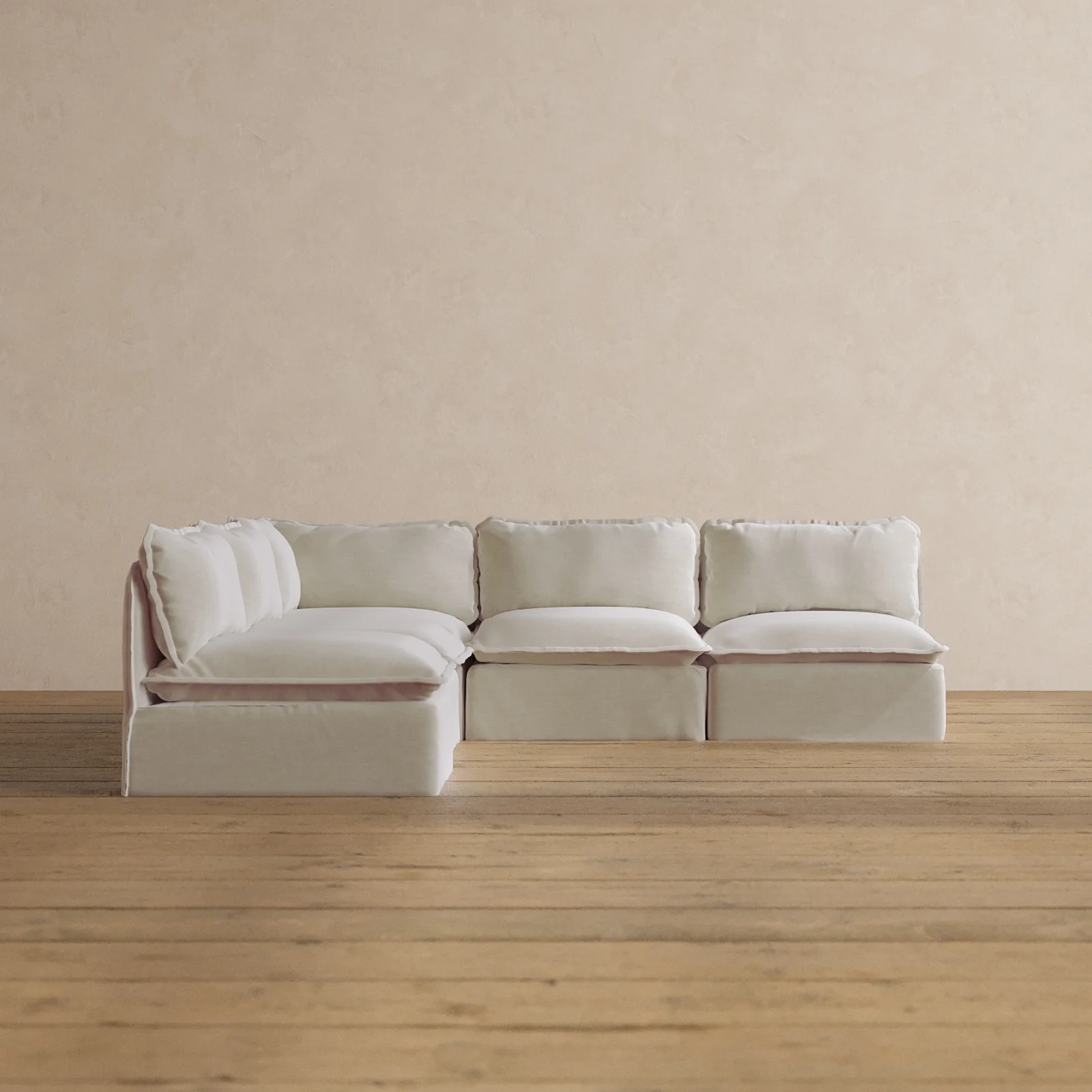 Modular Washable 5-Seater Open-Ends Corner Sectional in Coco | Deluxe+ Seat | Cloud Pillow