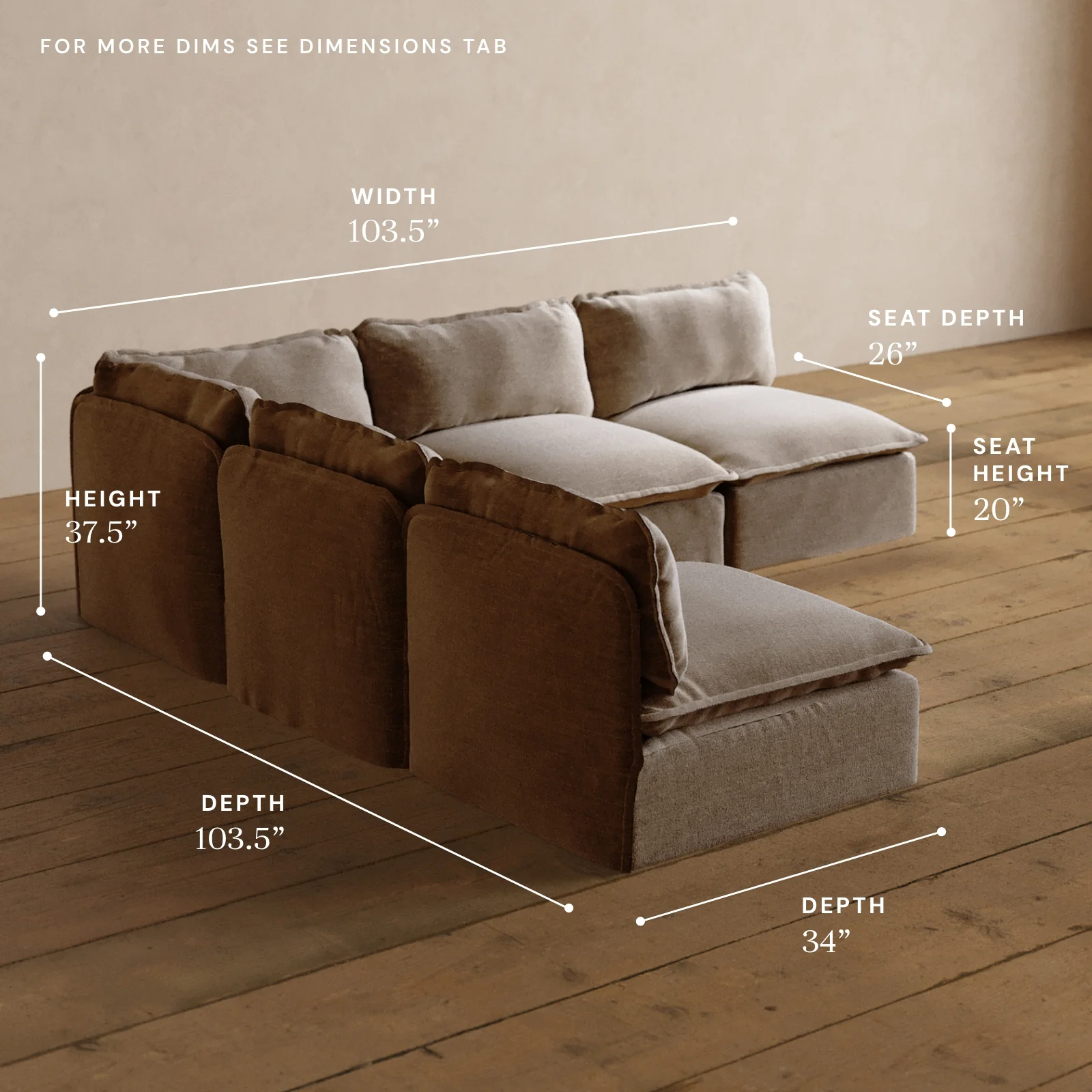 Modular Washable 5-Seater Open-Ends Corner Sectional in Mist | Deluxe+ Seat | Cloud Pillow - Image 5