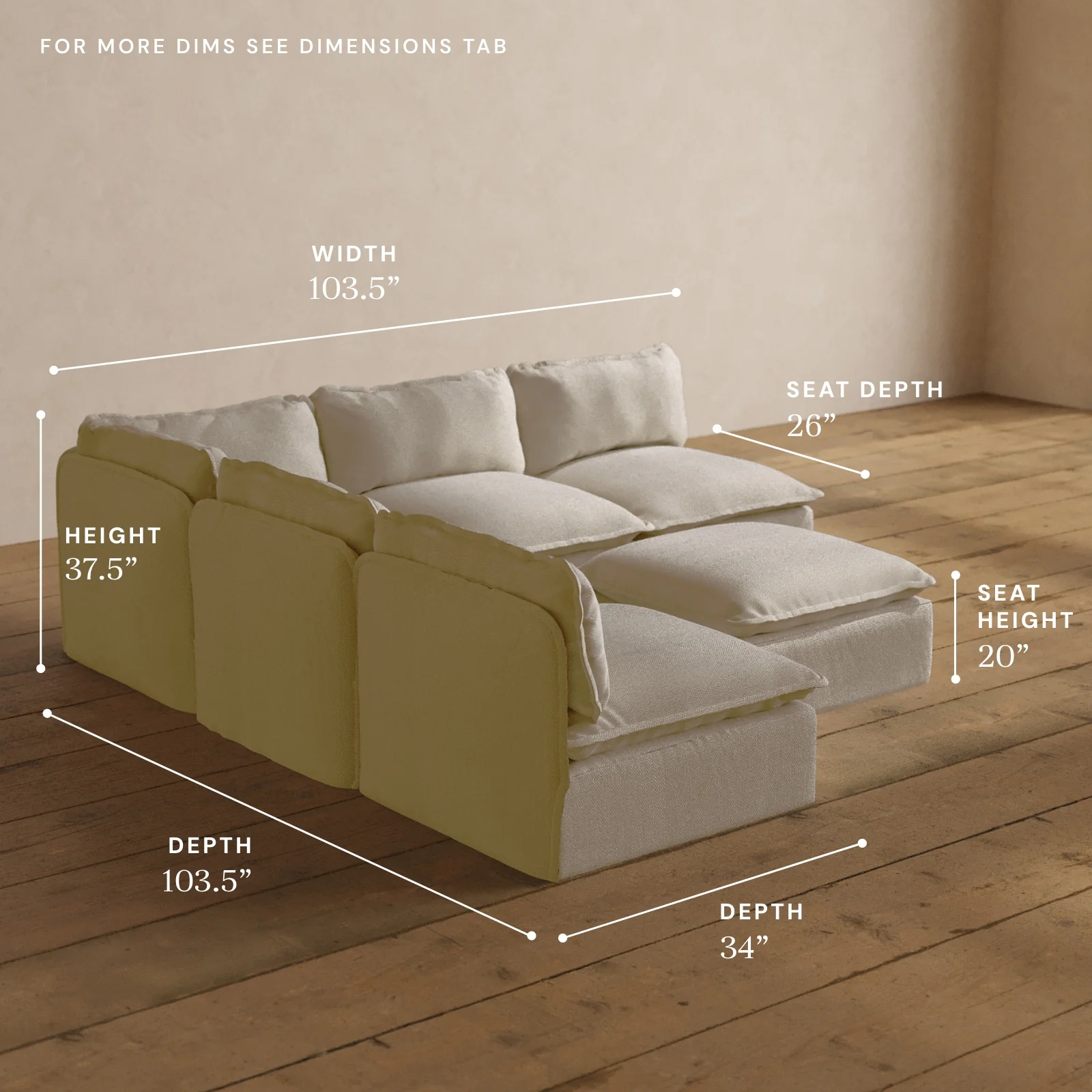 Modular Washable 5-Seater Open-Ends Corner Sectional + Ottoman in Powder | Memorix+ Seat | Contour Pillow - Image 5