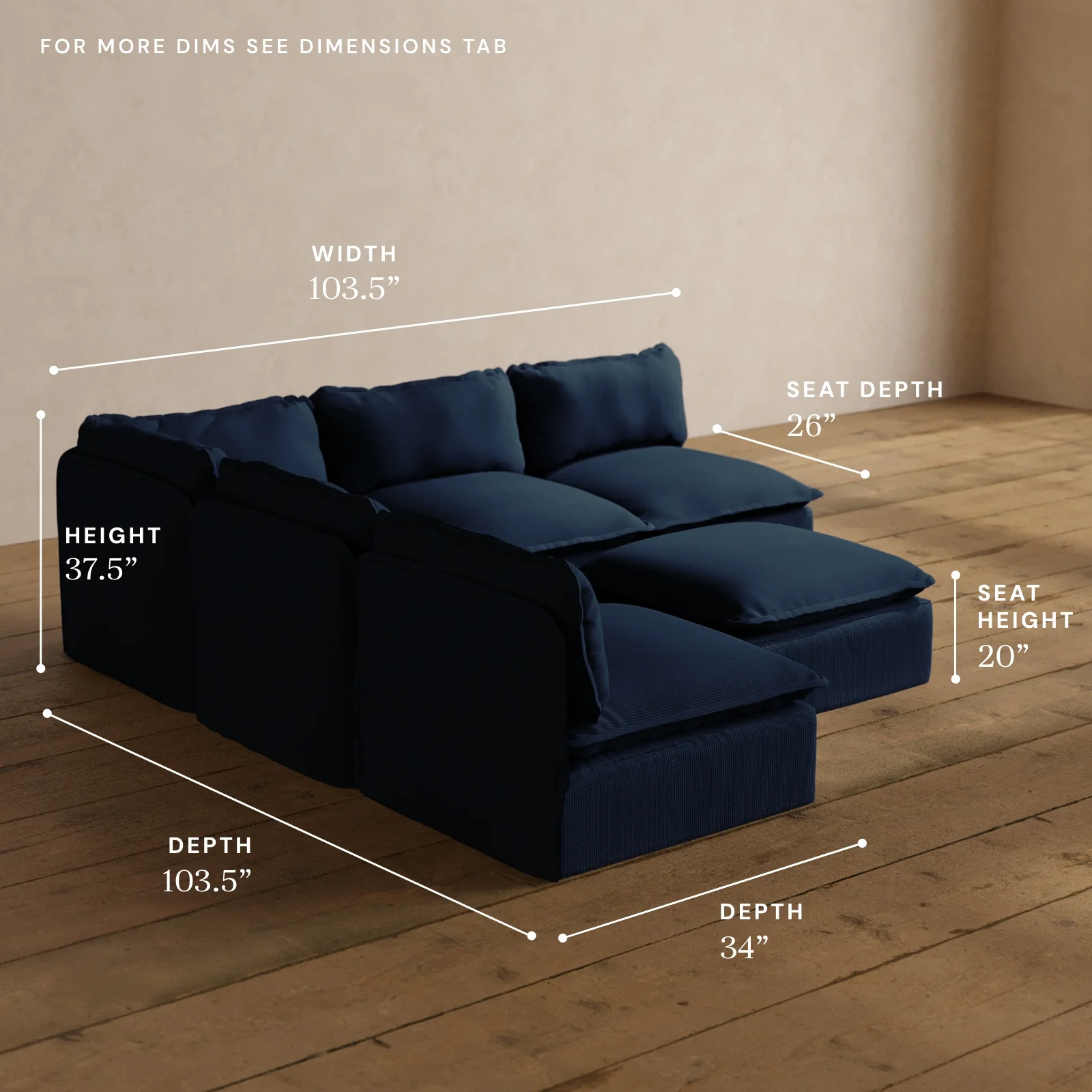 Modular Washable 5-Seater Open-Ends Corner Sectional + Ottoman in Sumi | Memorix+ Seat | Contour Pillow - Image 5