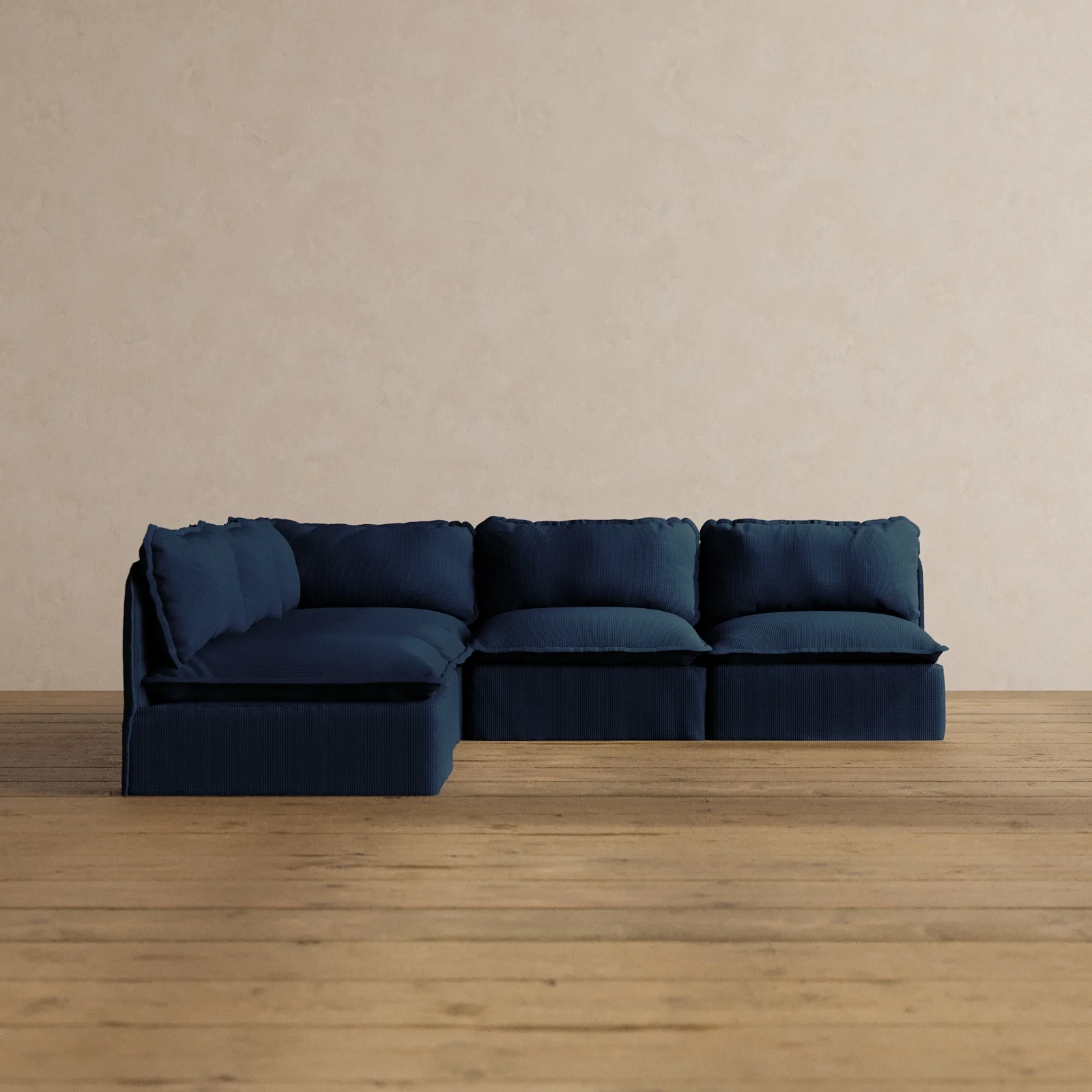 Modular Washable 5-Seater Open-Ends Corner Sectional in Sumi | Deluxe+ Seat | Cloud Pillow