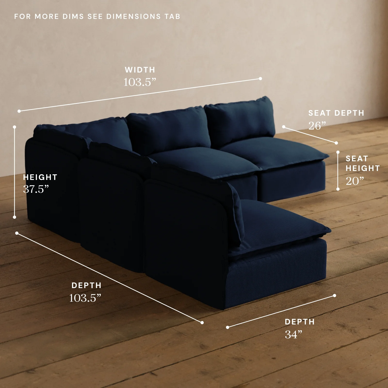 Modular Washable 5-Seater Open-Ends Corner Sectional in Sumi | Memorix+ Seat | Contour Pillow - Image 5