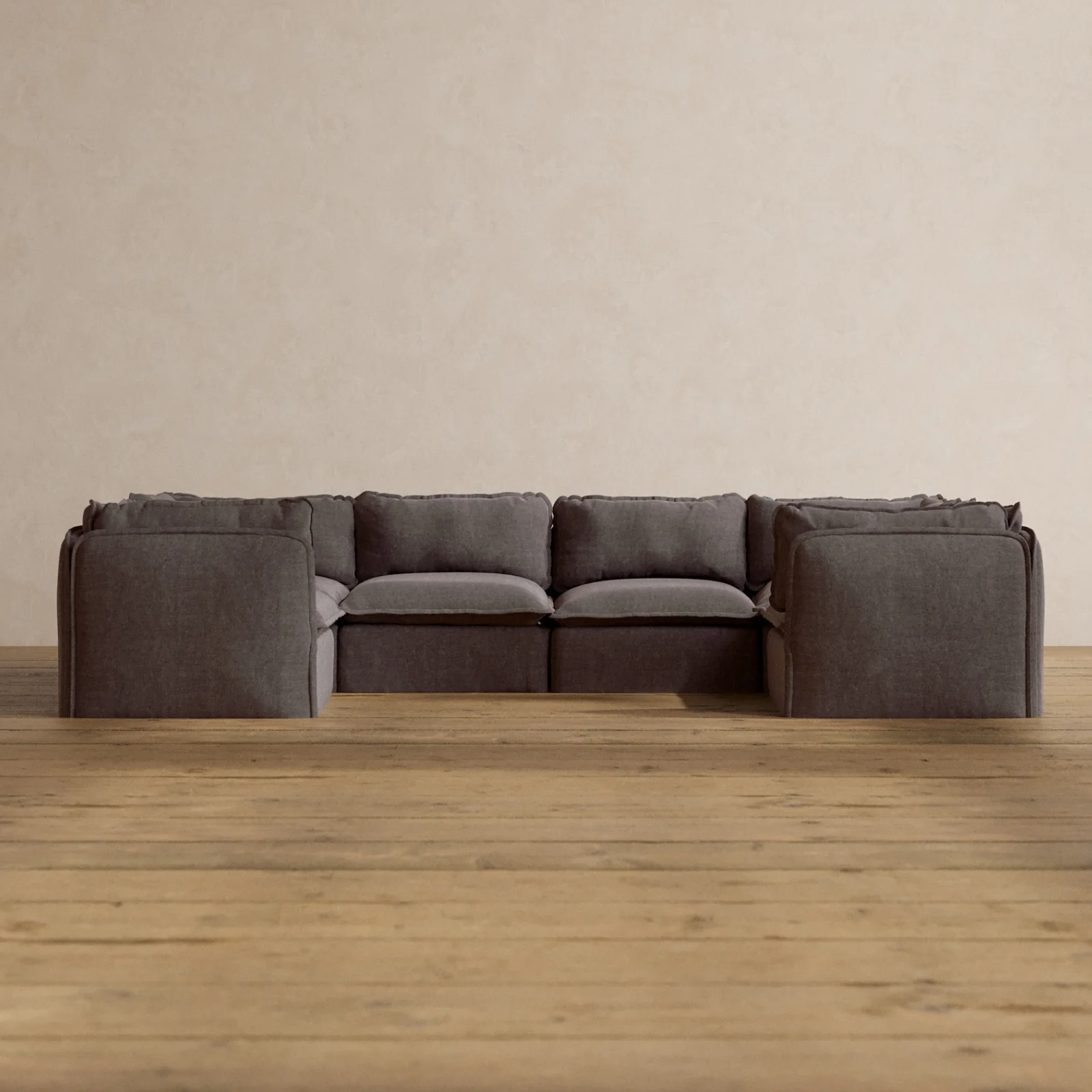Modular Washable 6-Seater U-Sectional in Caviar | Memorix+ Seat | Contour Pillow