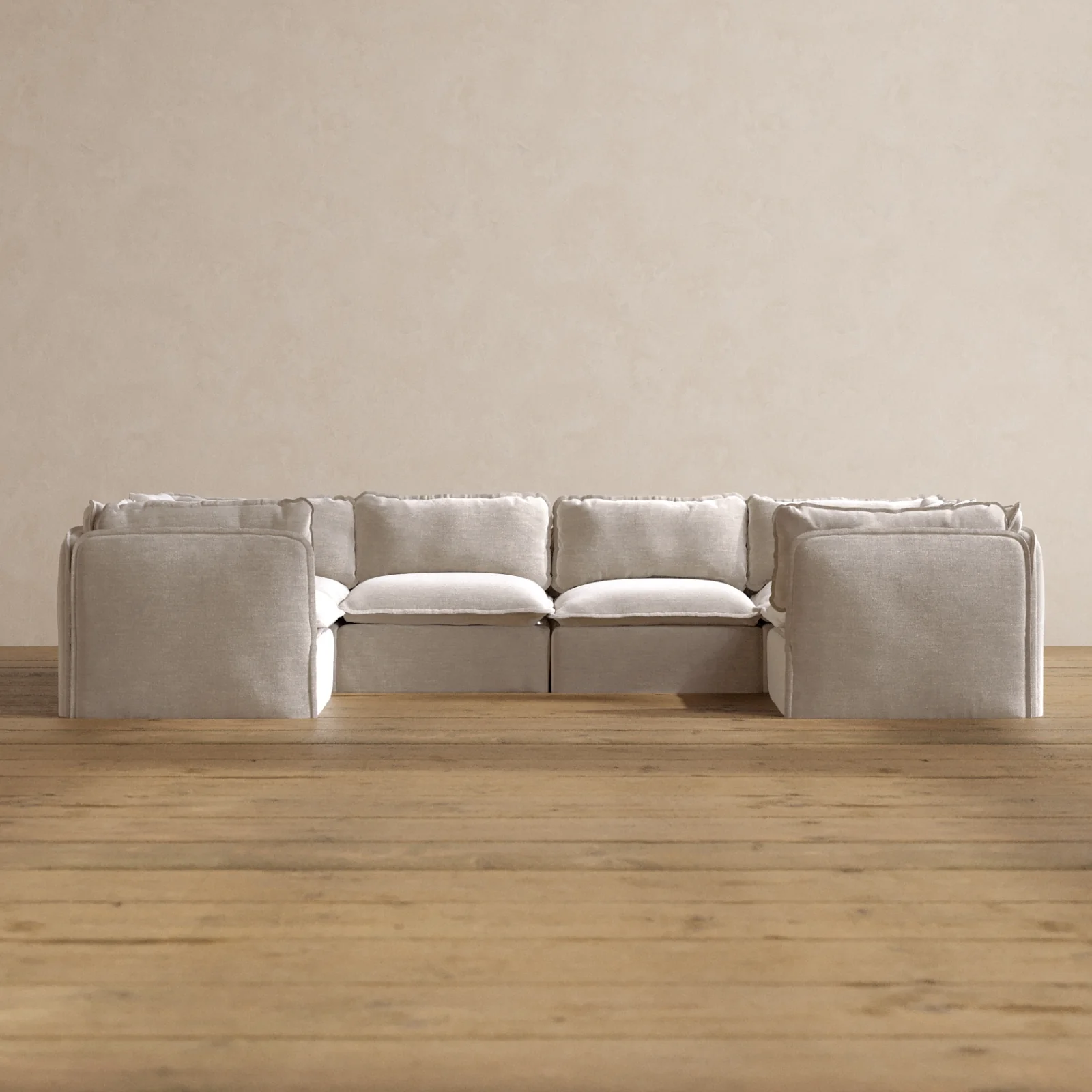 Modular Washable 6-Seater U-Sectional in Mist | Memorix+ Seat | Contour Pillow