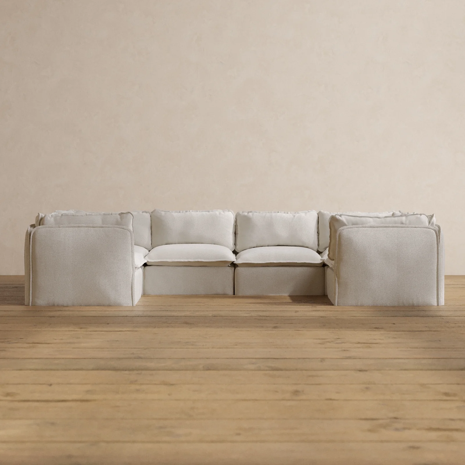 Modular Washable 6-Seater U-Sectional in Powder | Memorix+ Seat | Contour Pillow