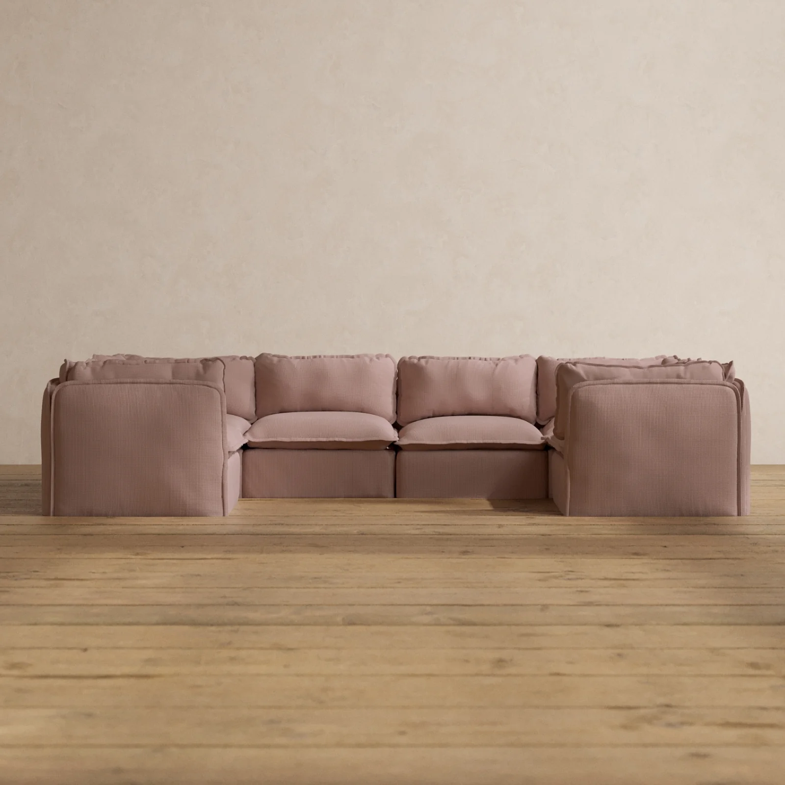 Modular Washable 6-Seater U-Sectional in Sakura | Memorix+ Seat | Contour Pillow