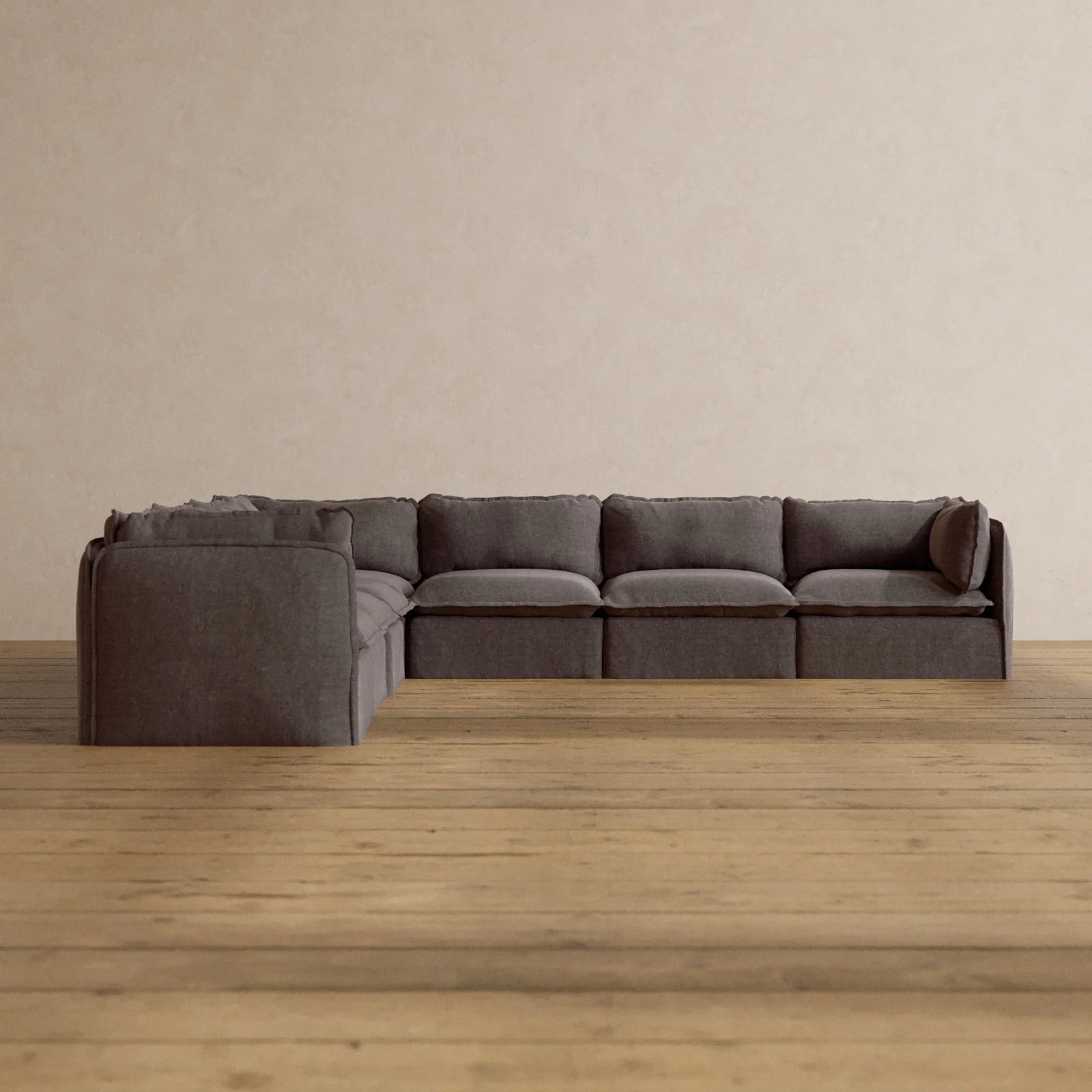 Modular Washable 7-Seater Corner Sectional in Caviar | Memorix+ Seat | Contour Pillow