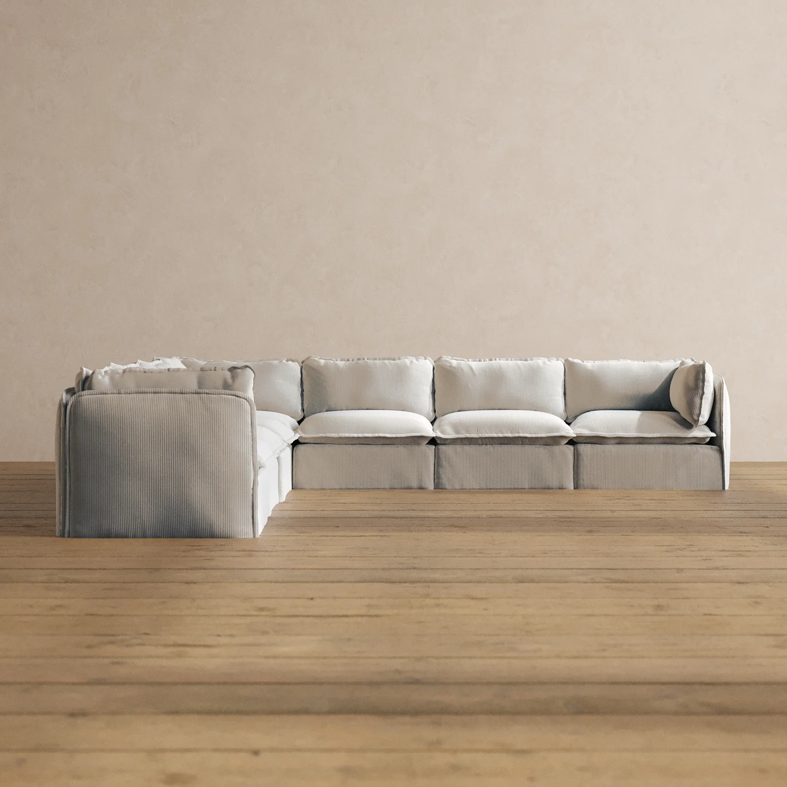 Modular Washable 7-Seater Corner Sectional in Milk | Memorix+ Seat | Contour Pillow