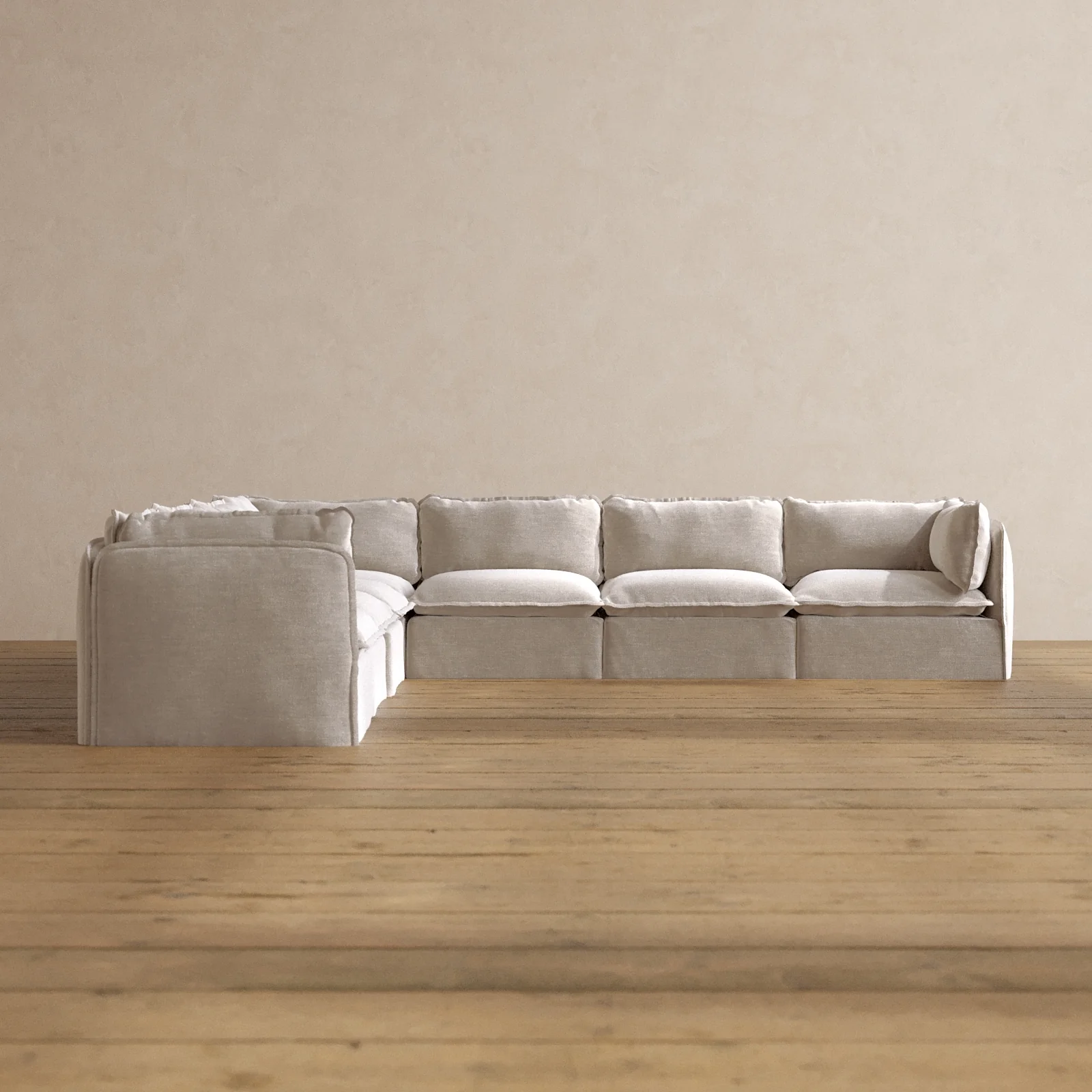 Modular Washable 7-Seater Corner Sectional in Mist | Memorix+ Seat | Contour Pillow